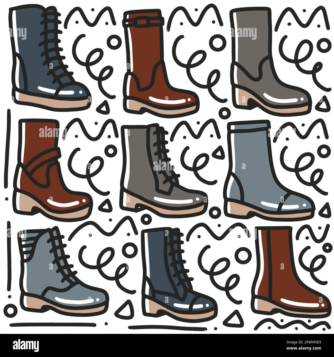 hand drawn safety shoe doodle set Stock Vector Image & Art - Alamy