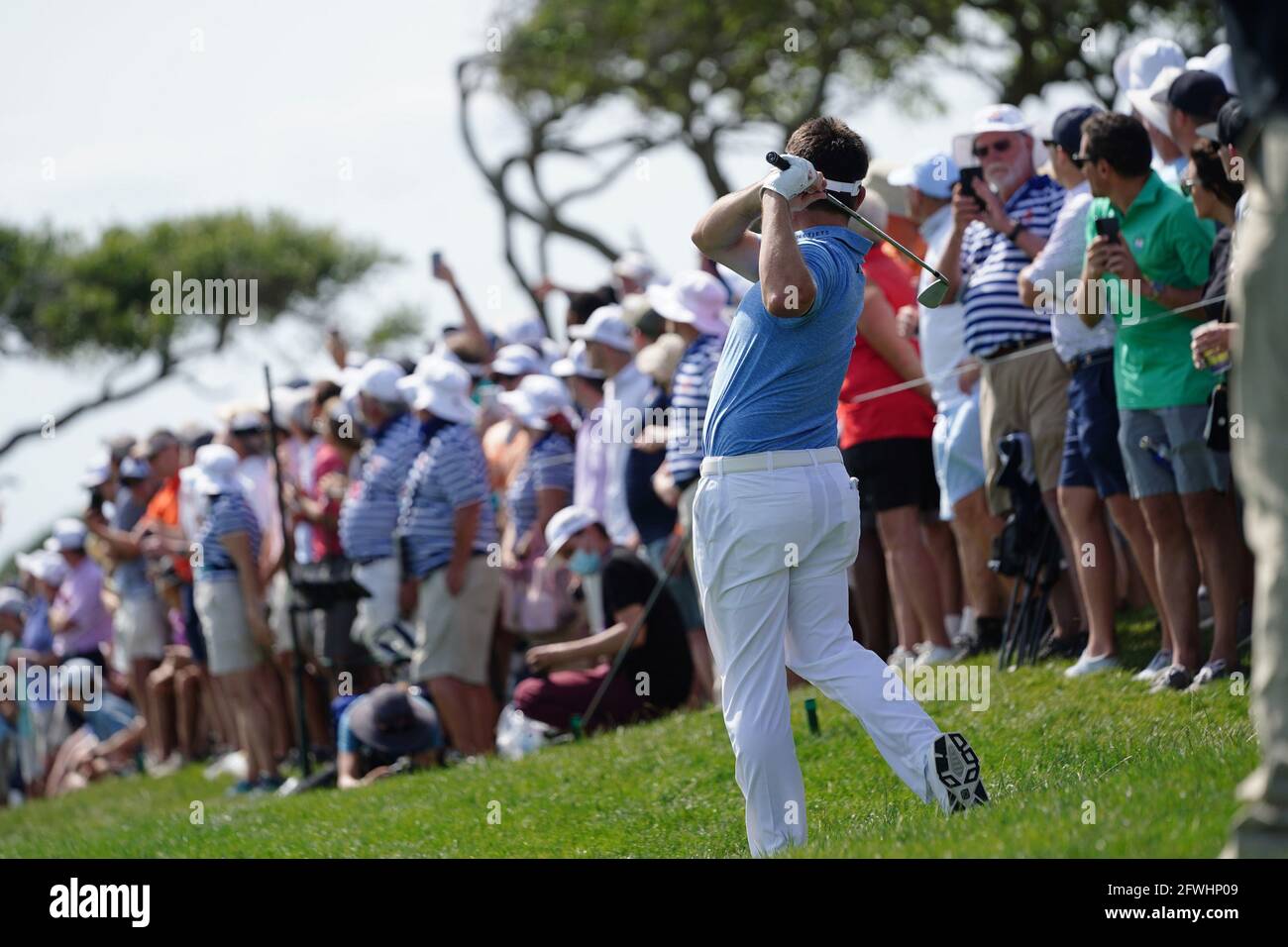 Kiawah Island, United States. 22nd May, 2021. Louis Oosthuizen hits down the fairway at the 6th hole during his third round at the 103rd PGA Championship at Kiawah Island Golf Resort Ocean Course on Kiawah Island, South Carolina on Thursday, May 22, 2021. Photo by Richard Ellis/UPI Credit: UPI/Alamy Live News Stock Photo