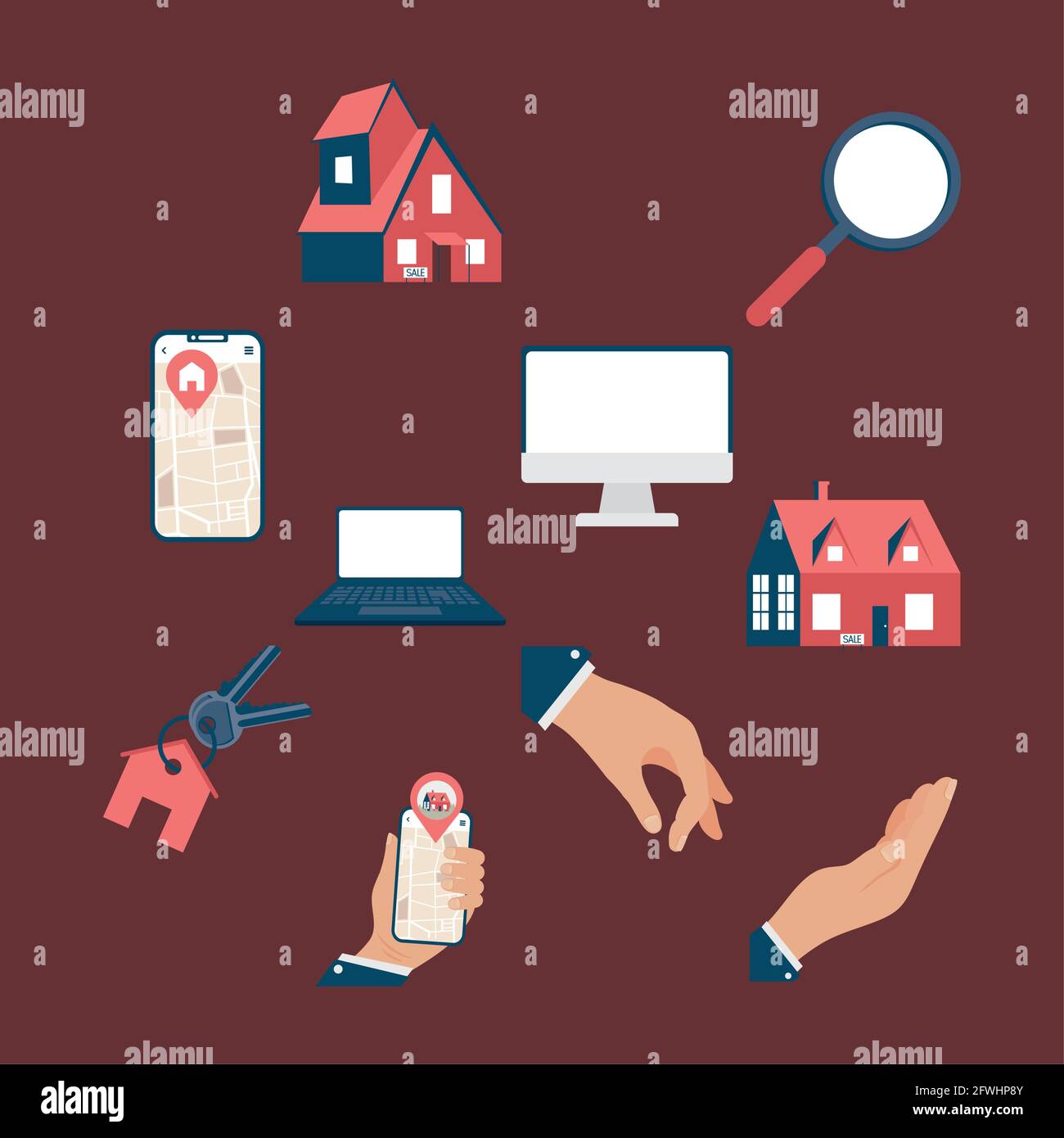ten real estate set icons Stock Vector Image & Art - Alamy