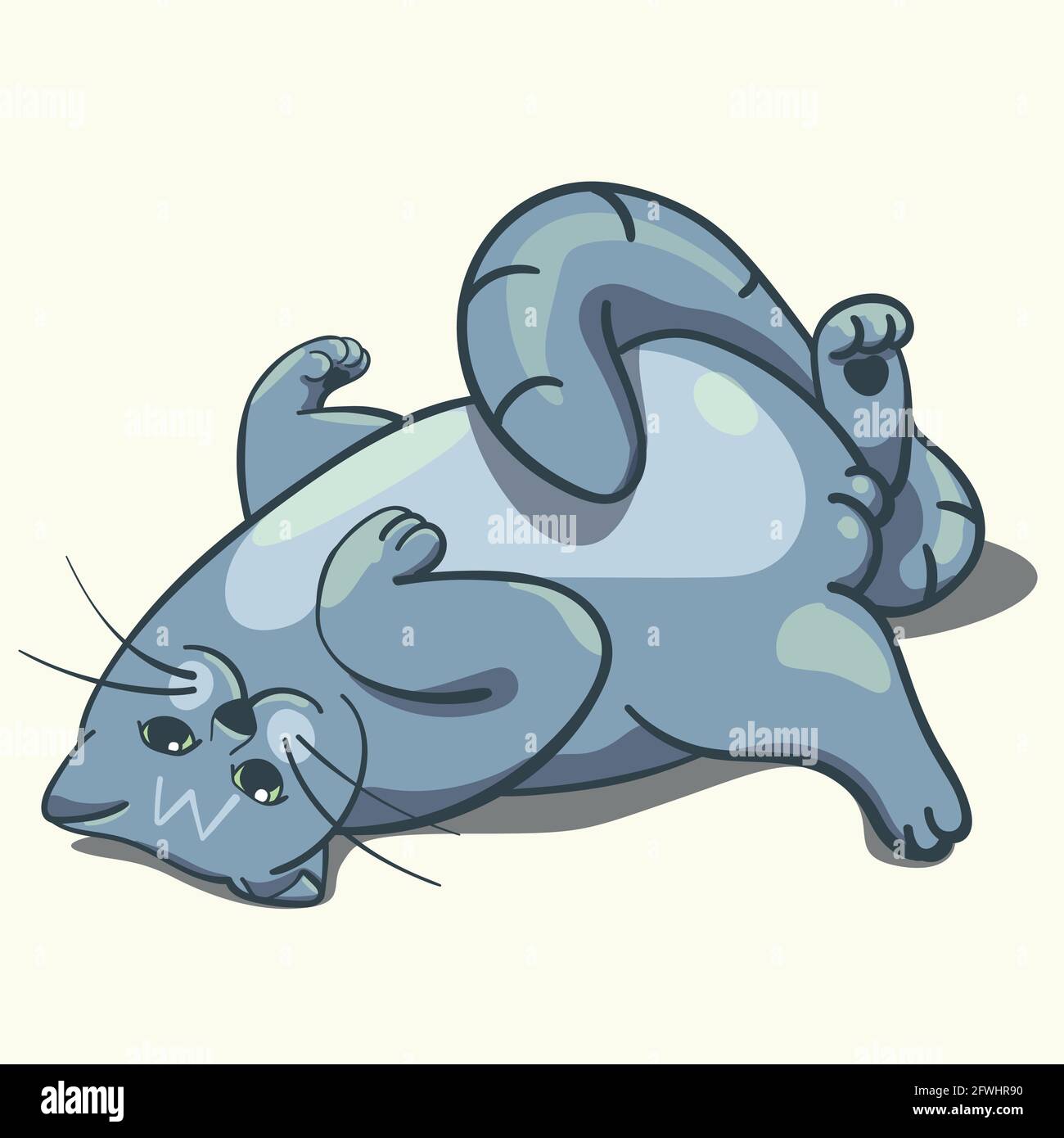 cute cartoon cat on its back Stock Vector Image & Art Alamy