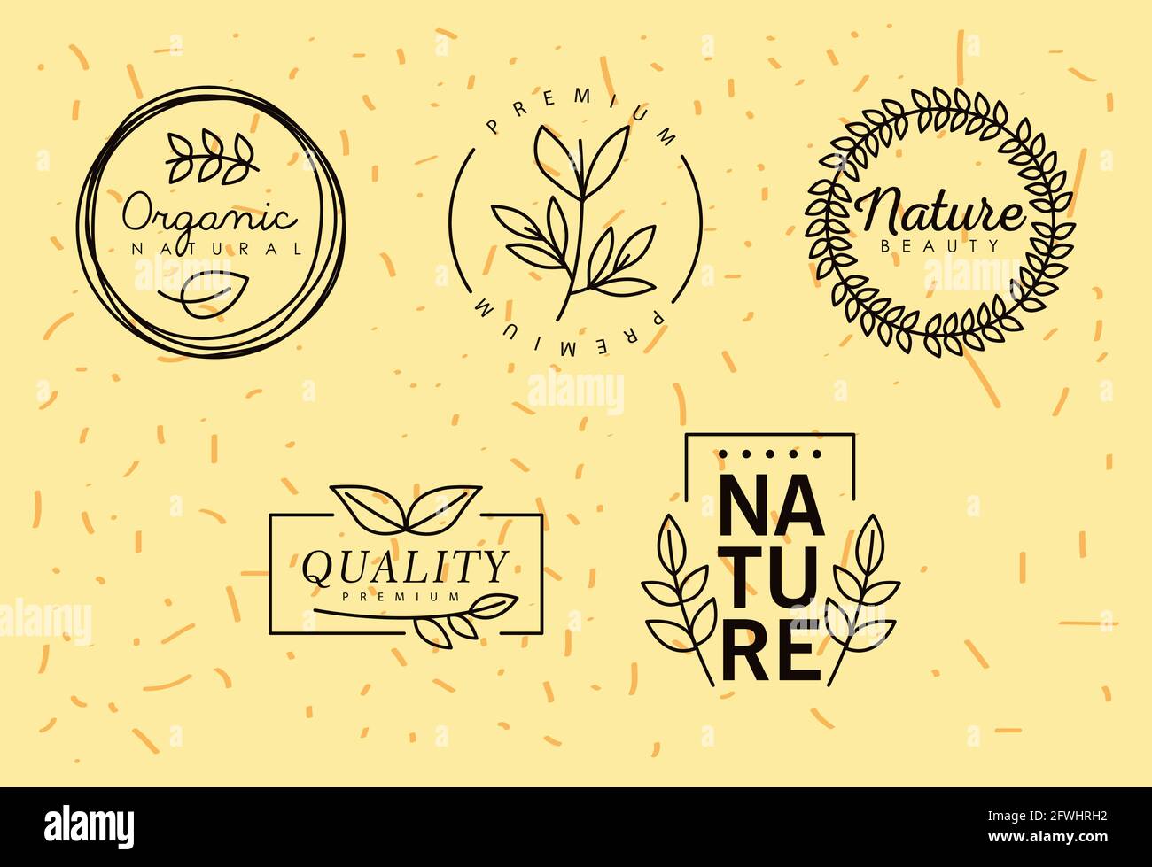 five organic cosmetics set icons Stock Vector