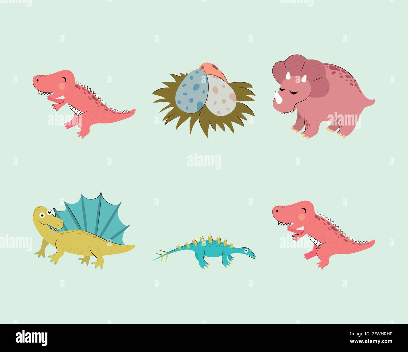 set cute dinosaur Stock Vector Image & Art - Alamy