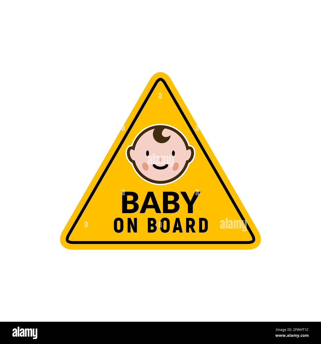 Baby on board sign icon. Child safety sticker warning emblem. Baby safety design illustration