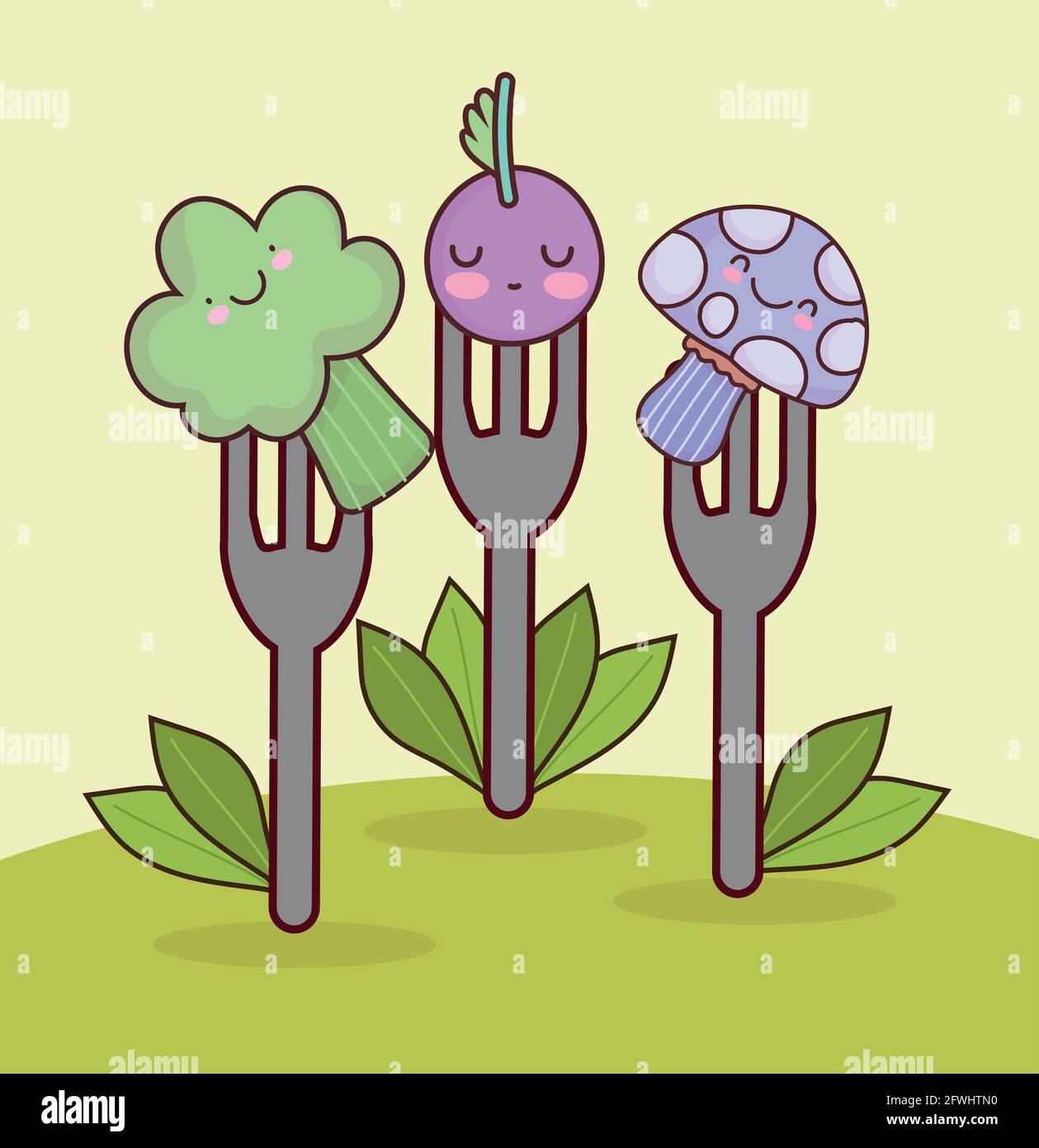 cute food in fork Stock Vector Image & Art - Alamy