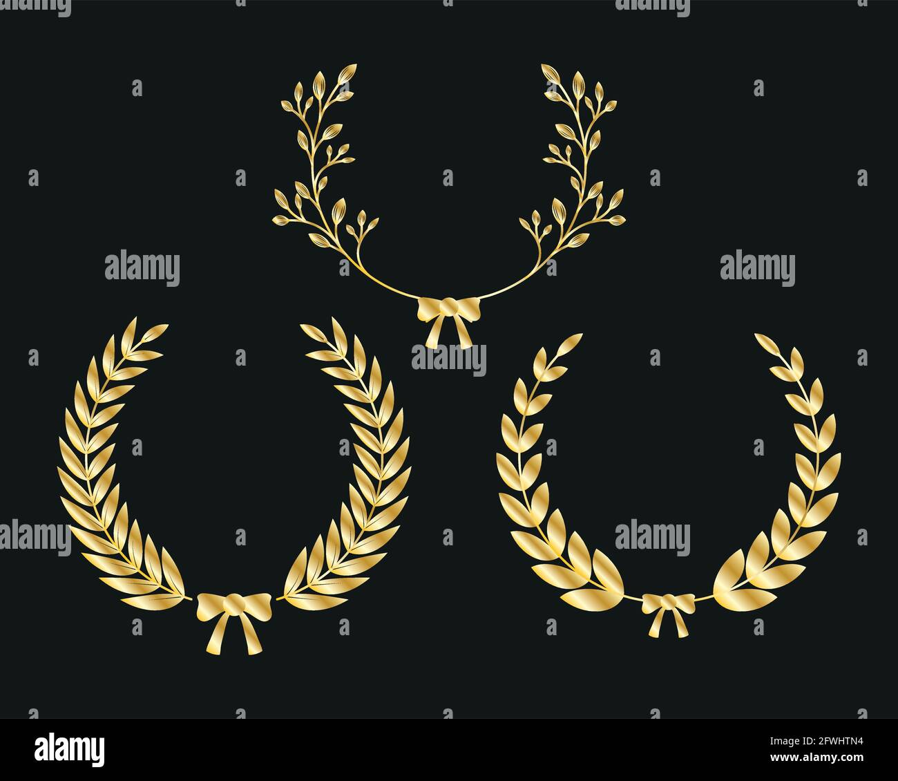 three laurel wreaths gold set icons Stock Vector Image & Art - Alamy