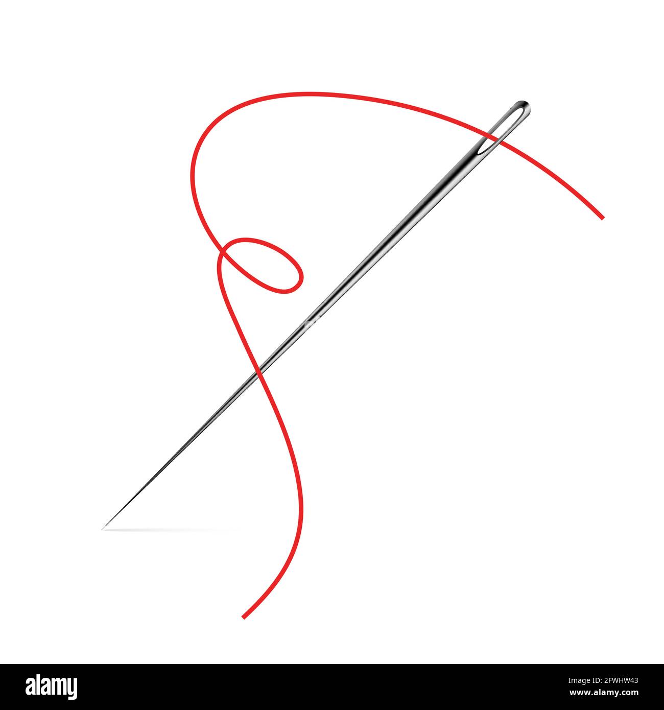 Isolated Silver Sewing Needle Red Thread Isolated On White High-Res Vector  Graphic - Getty Images