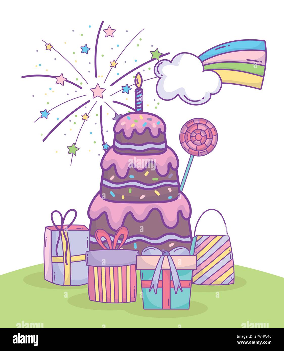 happy birthday cake gifts Stock Vector Image & Art - Alamy