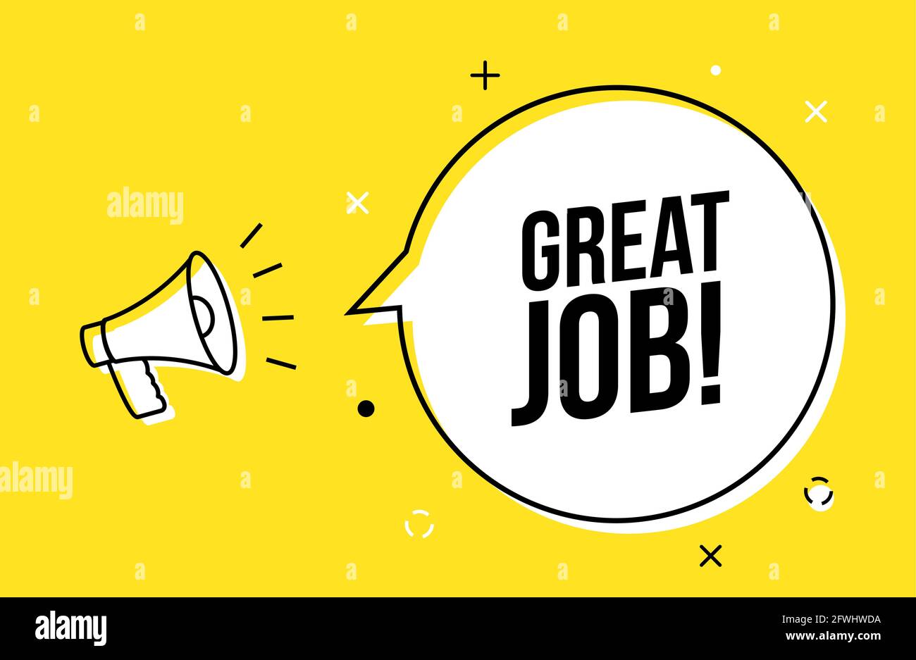 https://c8.alamy.com/comp/2FWHWDA/great-job-promotion-work-appreciation-banner-megaphone-great-job-recruiting-sign-employee-bubble-2FWHWDA.jpg