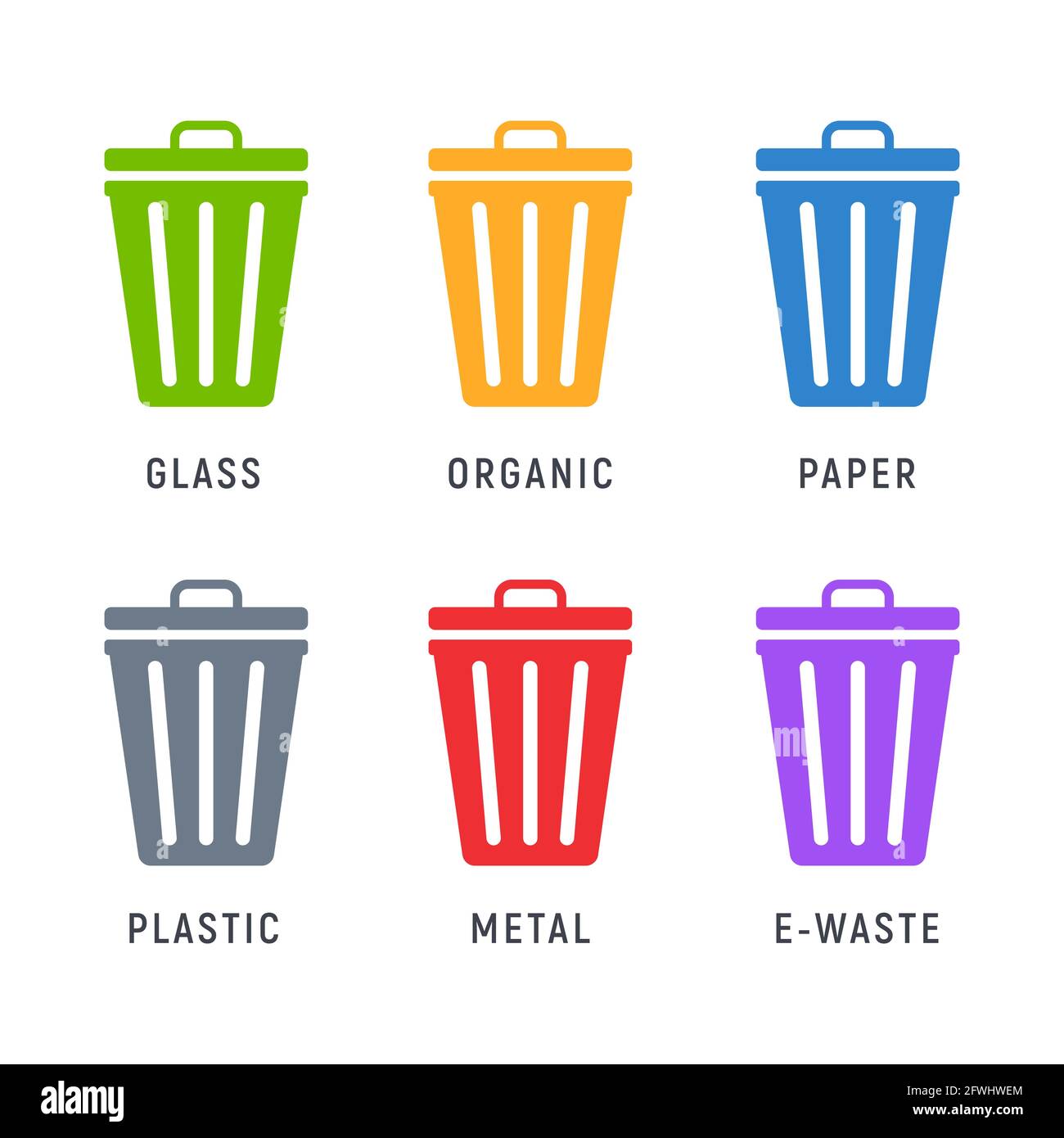 Trash can garbage dustbin waste. Trashcan basket empty bucket Stock Vector