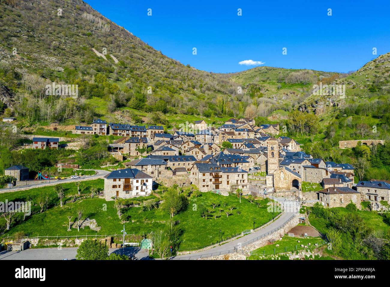 Traditional catalonian village. Vall de Boi. Durro. Spanish romanesque route Stock Photo