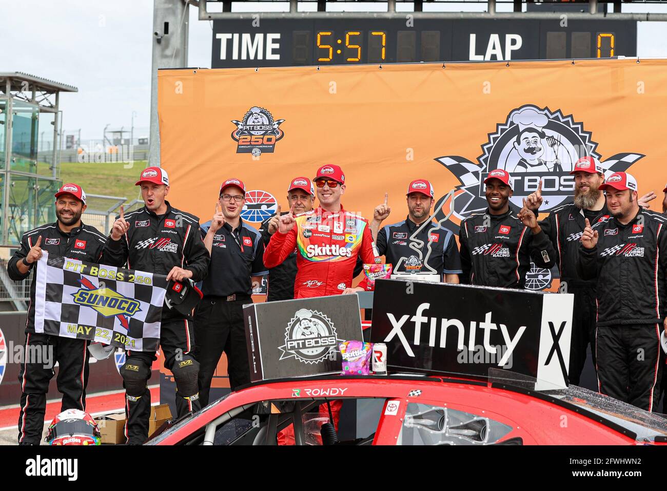 Austin. 22nd May, 2021. NASCAR Xfinity Series driver Kyle Busch (54) wins the Inaugural Pit Boss 250 at the Circuit of the Americas in Austin, Texas, on May 22, 2021. Credit: Scott Coleman/ZUMA Wire/Alamy Live News Stock Photo