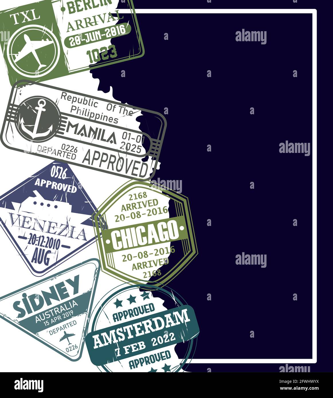 rubber stamps passport Stock Vector Image & Art Alamy