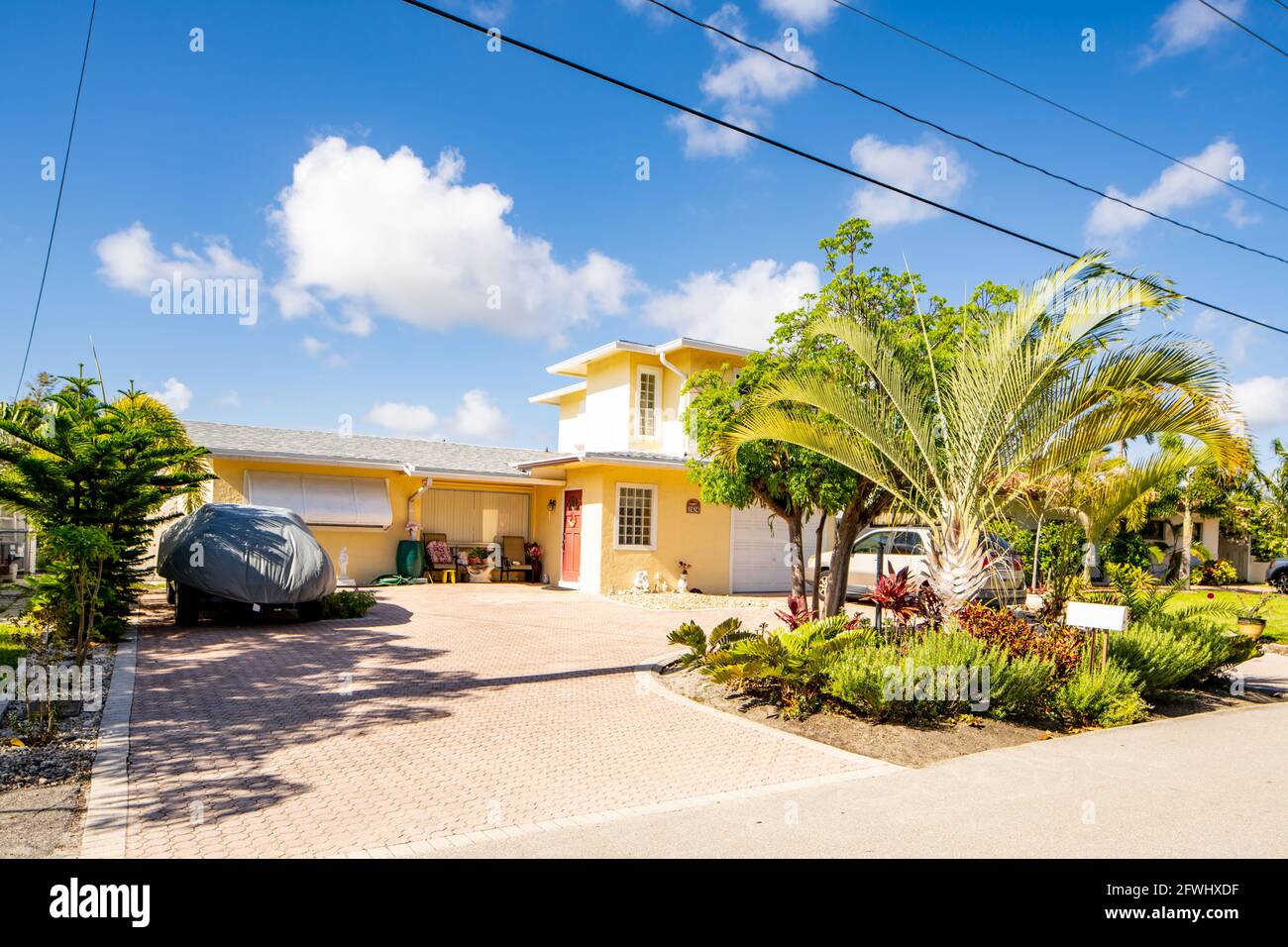 Pompano Beach, FL, USA - May 22, 2021: Single family house in Pompano Beach Florida USA Stock Photo