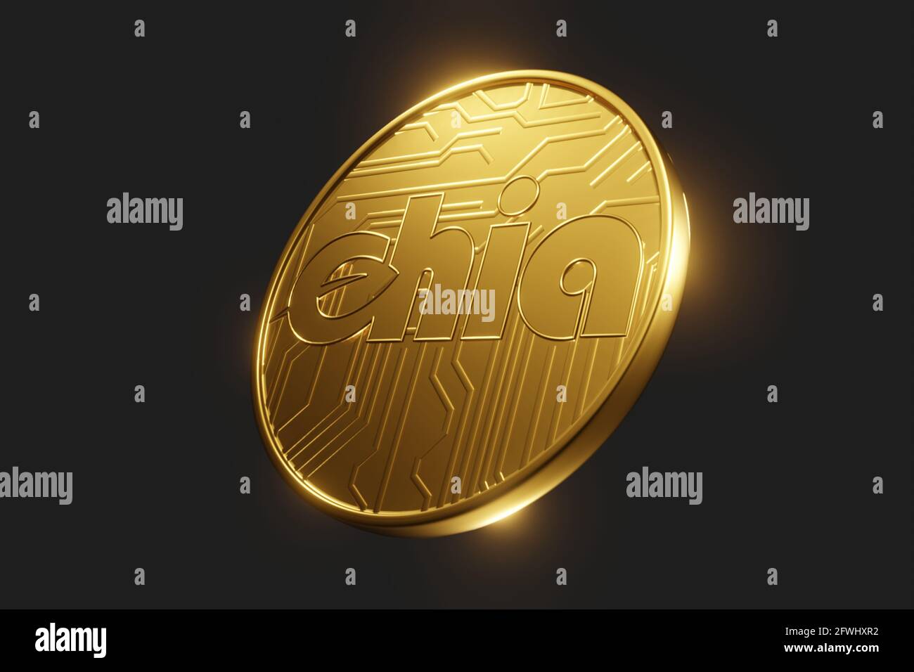 Golden Chia Coin Isolated On Black Background Chia Eco Crypto Currency 3d Rendering Stock Photo Alamy