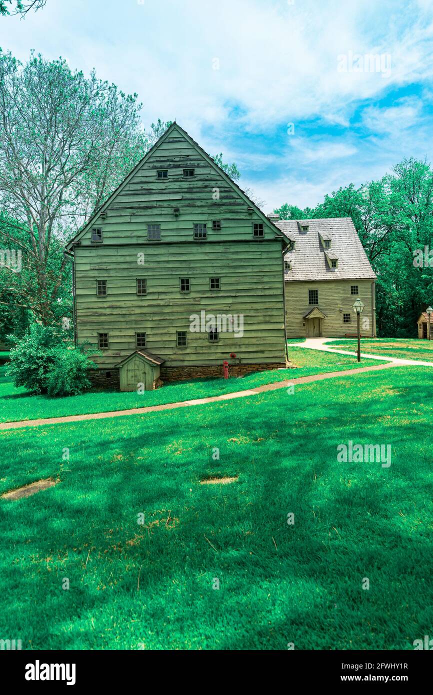 Ephrata, PA, USA May 11, 2021 Buildings at the Ephrata Cloister grounds and historic area in