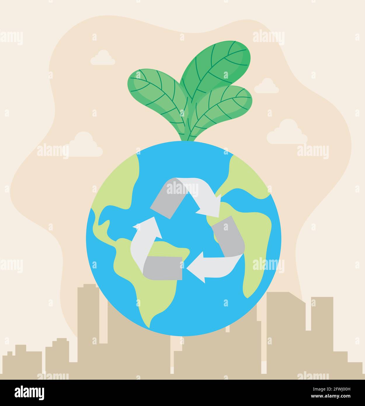 Recycle earth world with leaves Stock Vector Image & Art - Alamy