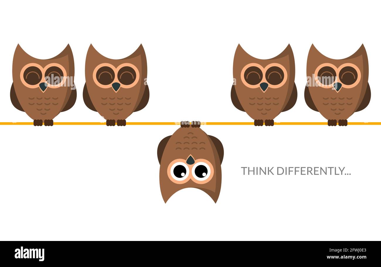 Think different funny idea concept. Unique minimal leader owl stand. Think differently leadership Stock Vector Image & Art - Alamy Think different funny idea concept. Unique minimal leader owl stand. Think differently leadership Stock Vector Image & Art - Alamy