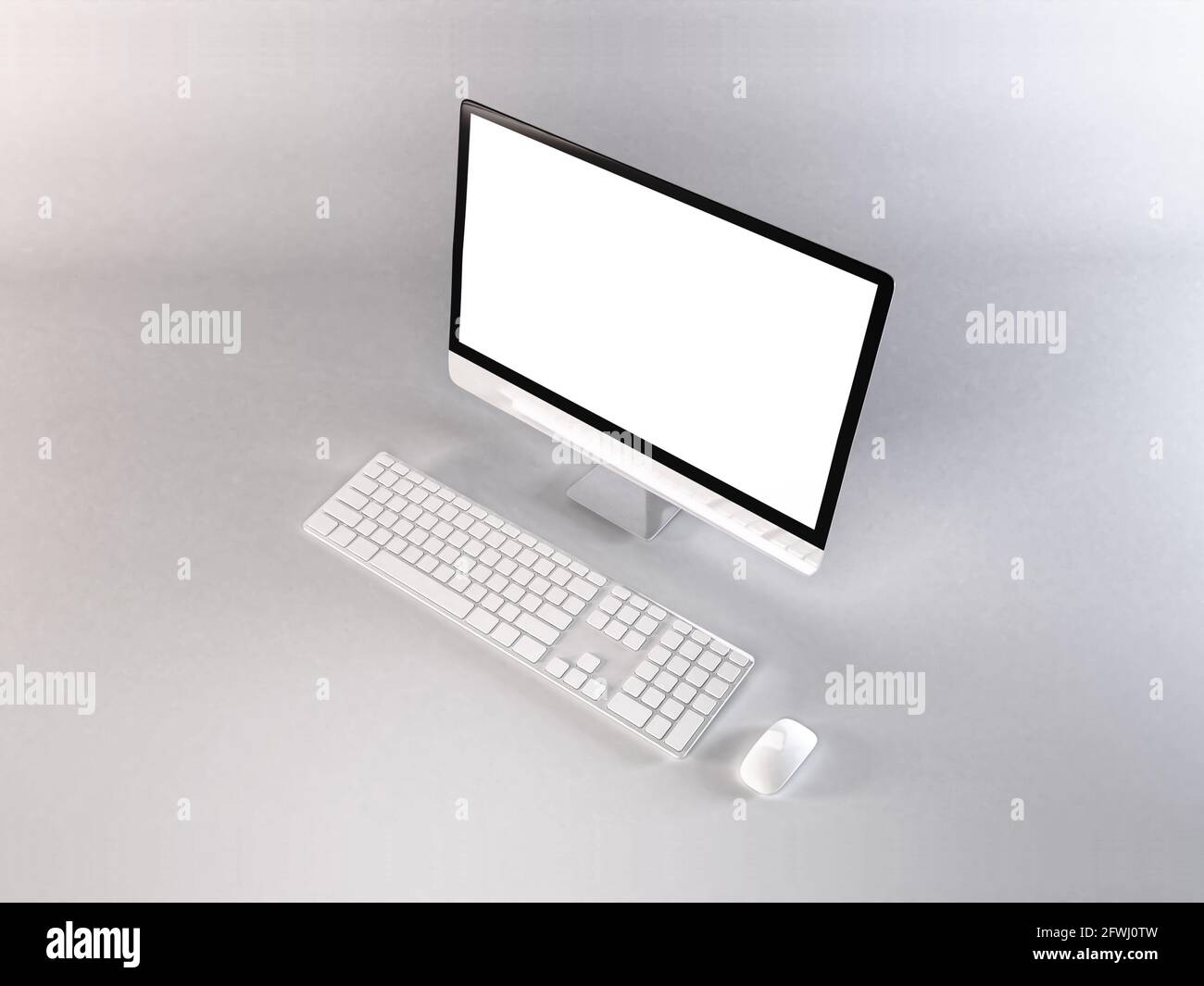Realistic Personal Computer 3D Illustration Mockup Scene on Isolated ...