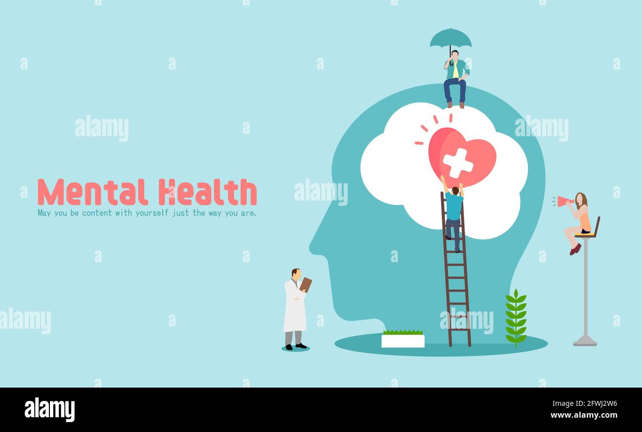 Mental health concept vector banner illustration Stock Vector Image ...