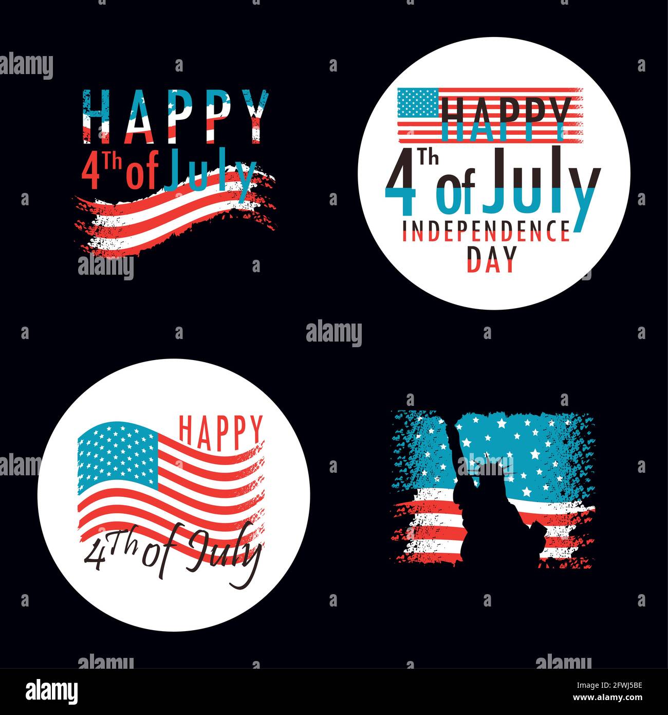 happy 4th of july set Stock Vector Image & Art Alamy