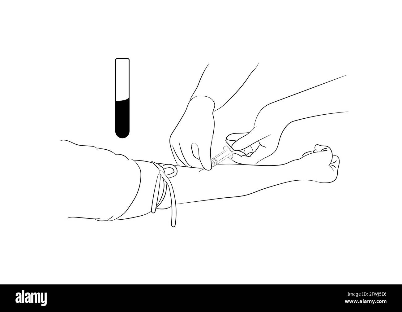 Vector illustration image a doctor using a needle to draw blood from an investigator To check the body Stock Vector