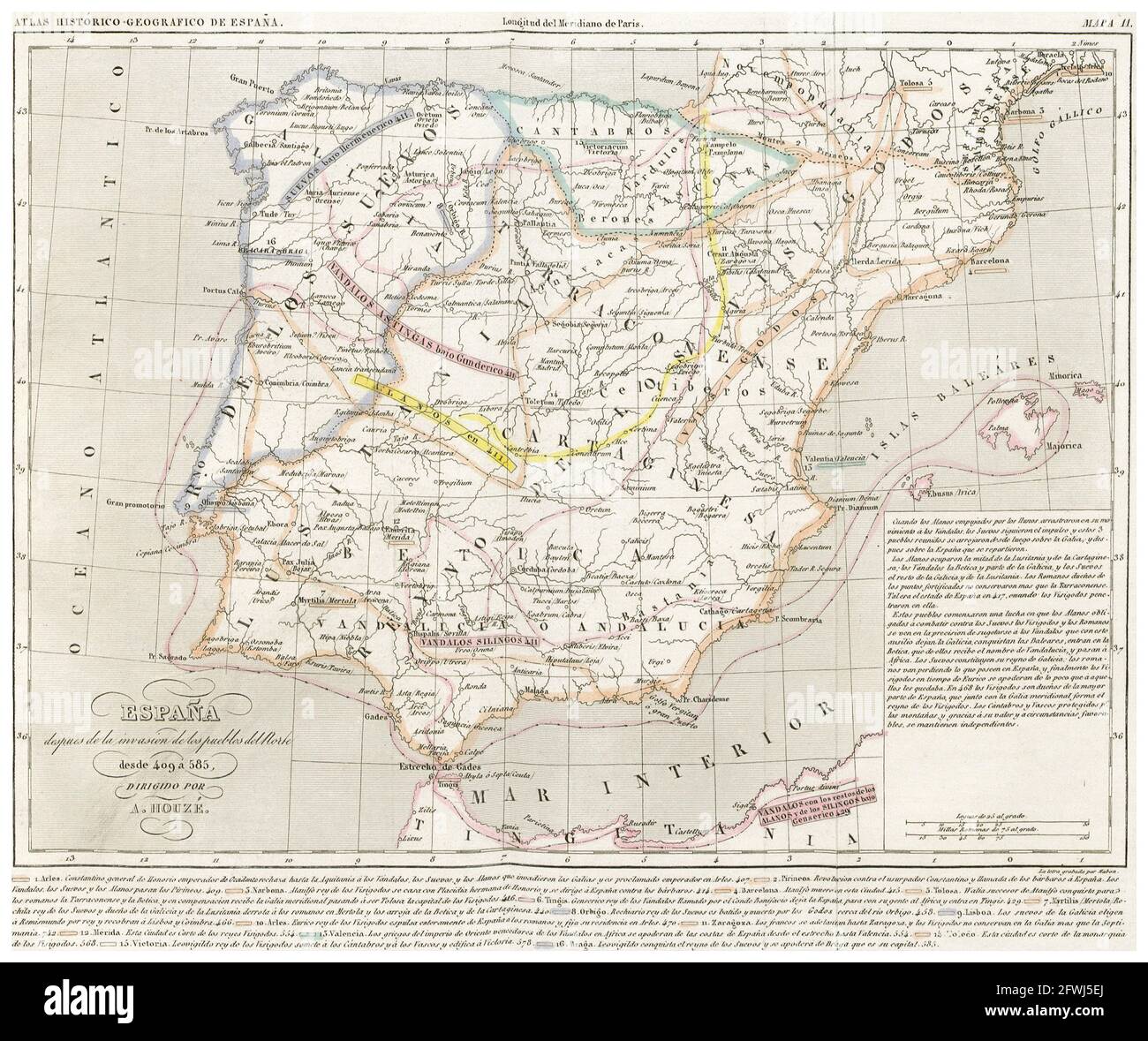 old Map of Spain and Portugal, years 409 to 585 Stock Photo - Alamy