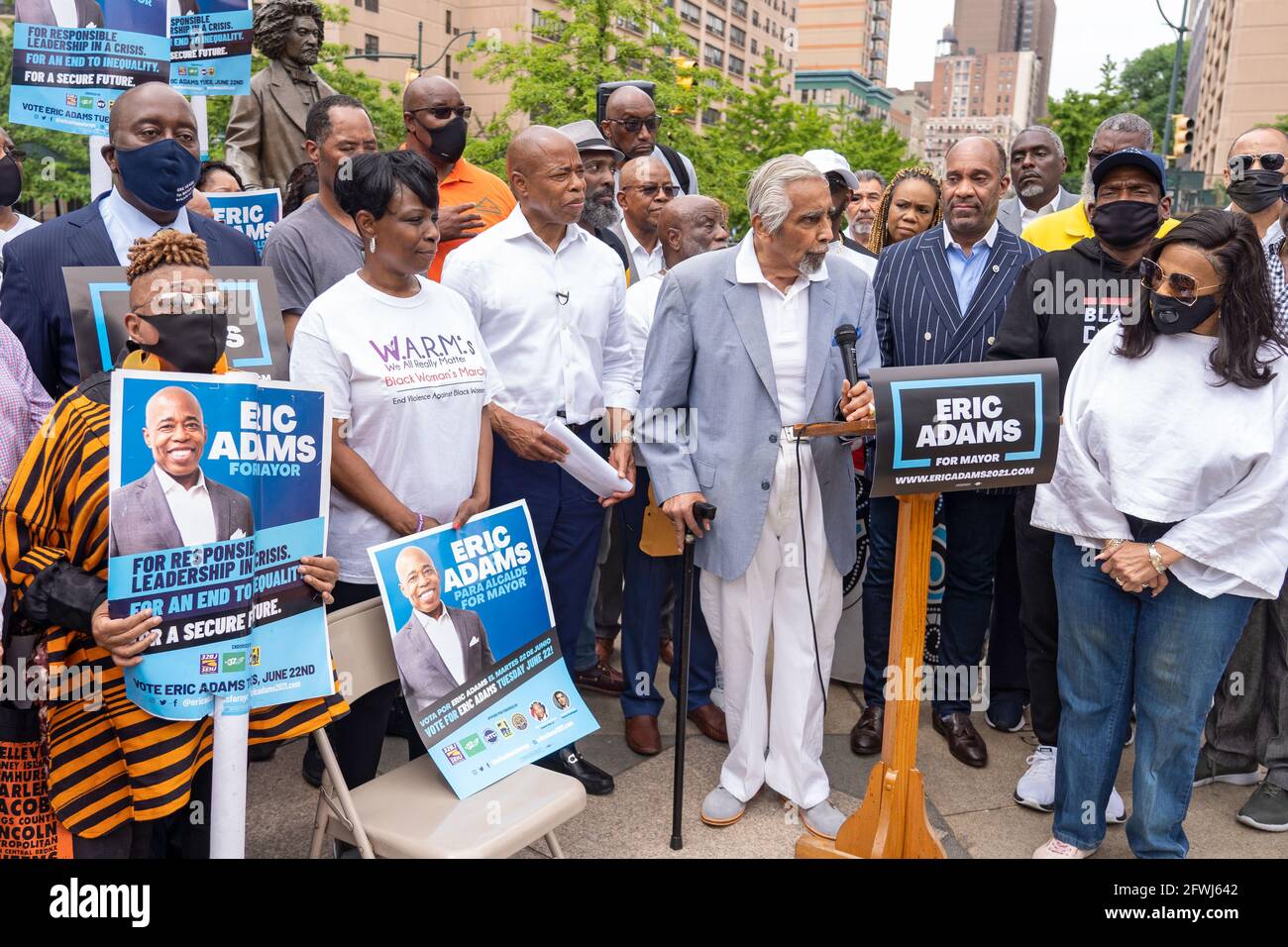 Former U.S. Congressman Charles Rangel speaks at a 