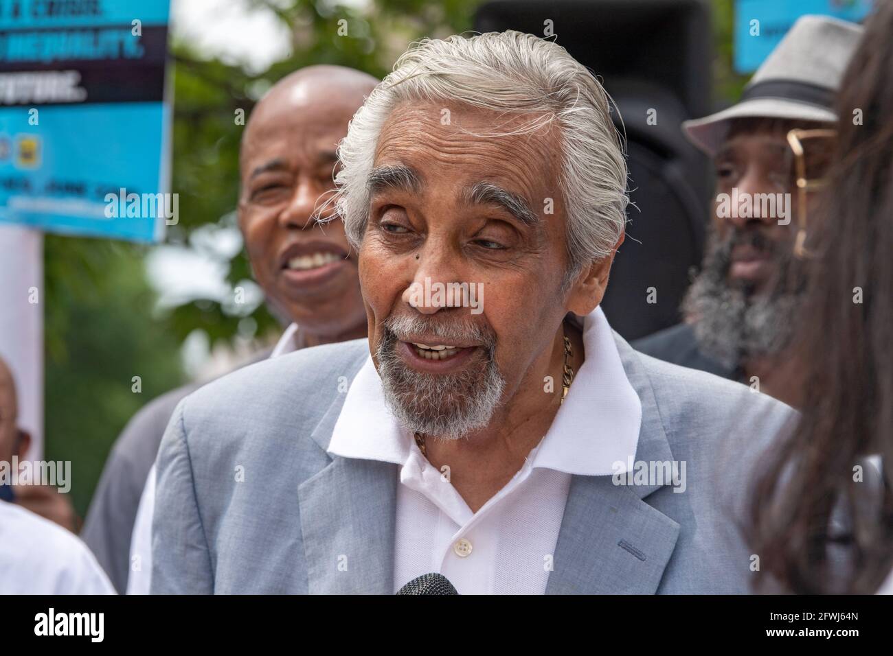 Former U.S. Congressman Charles Rangel speaks at a 