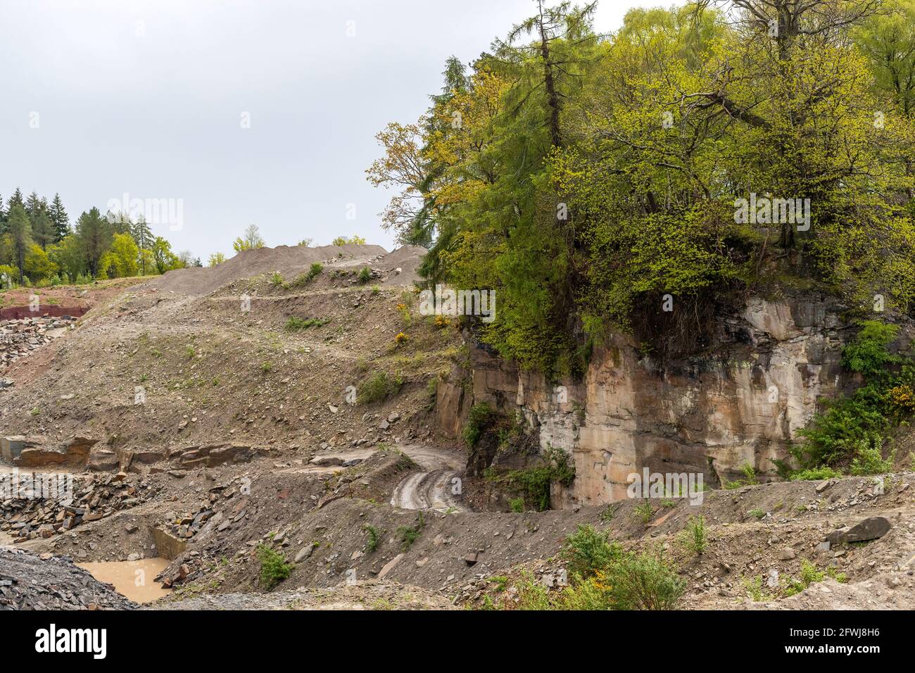 Bixhead Quarry, Forest of Dean. Modern in use quarry operation
