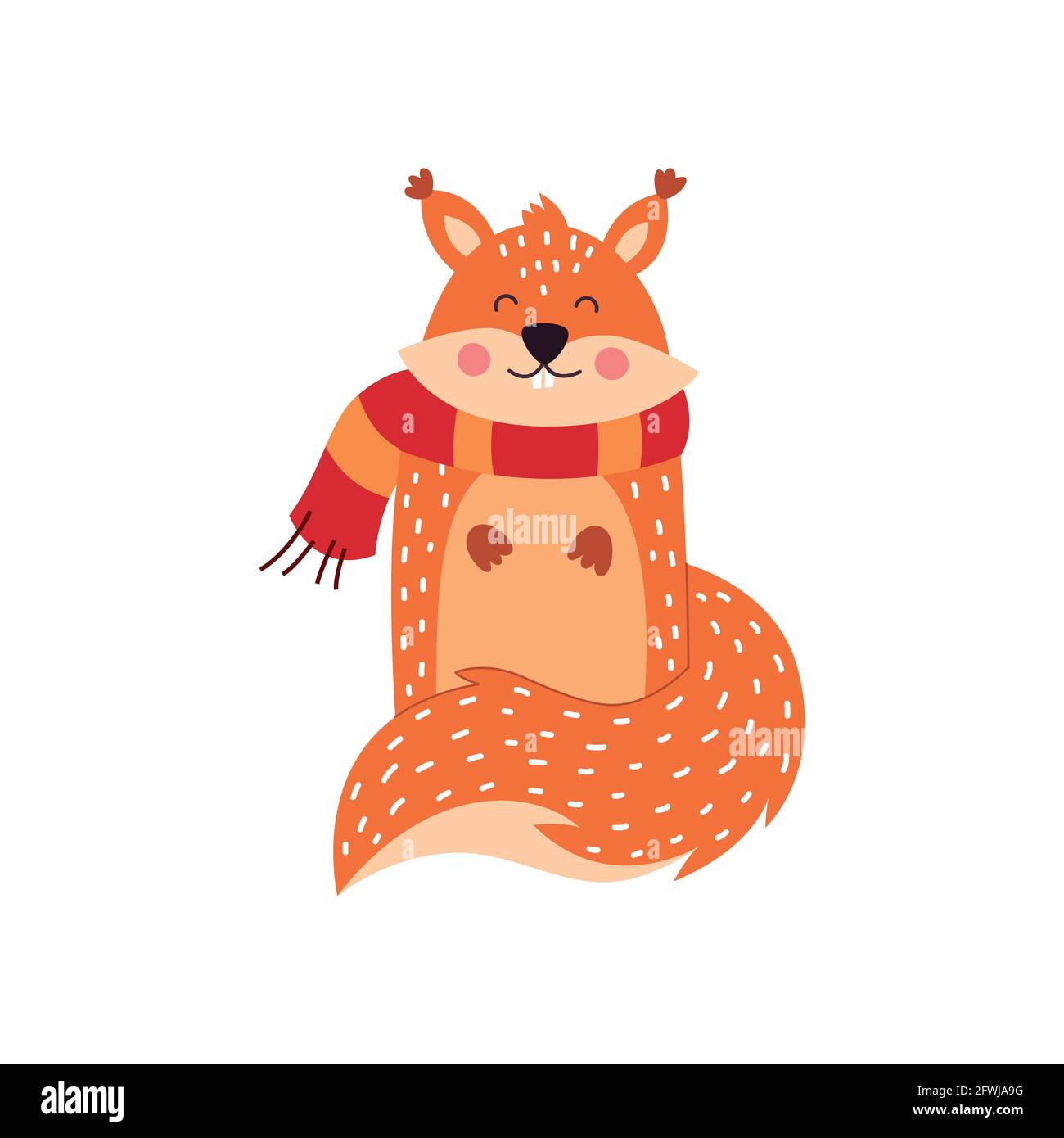 Cartoon squirrel on a white background, vector illustration. Stock Vector