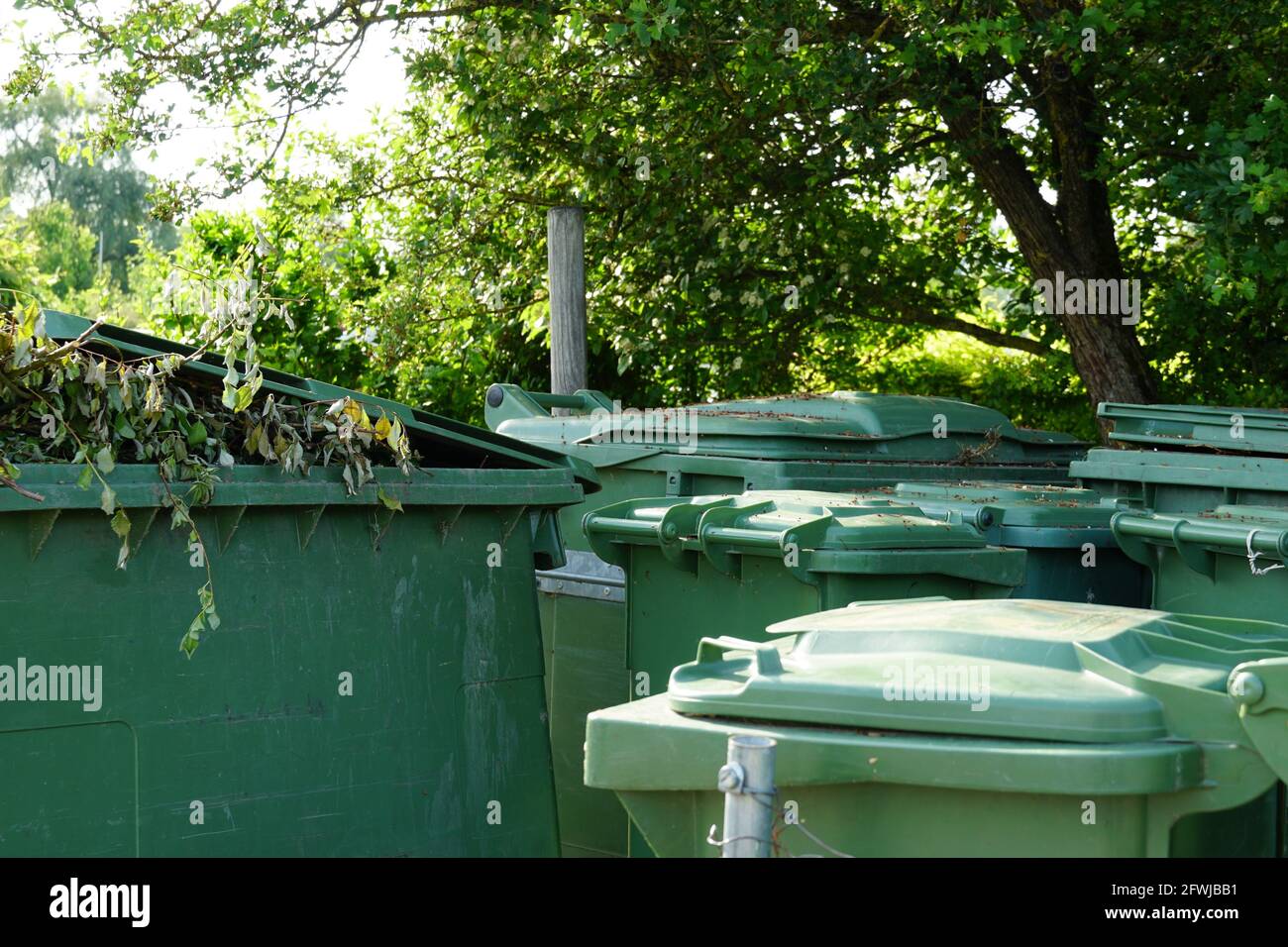Garbage containers for organic waste in large scale Stock Photo Alamy