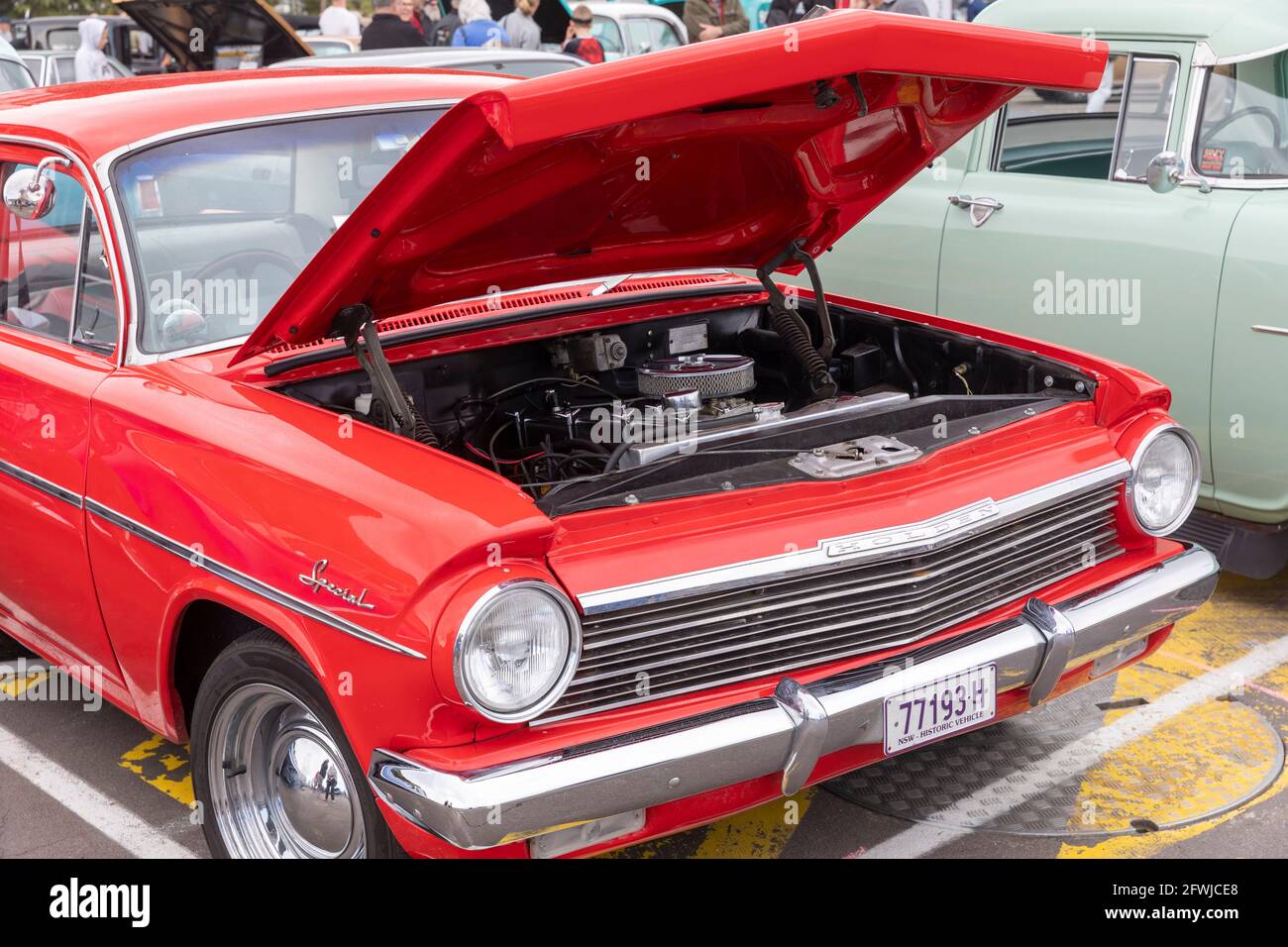 1964 Holden EH special red classic motor car at a Sydney classic car