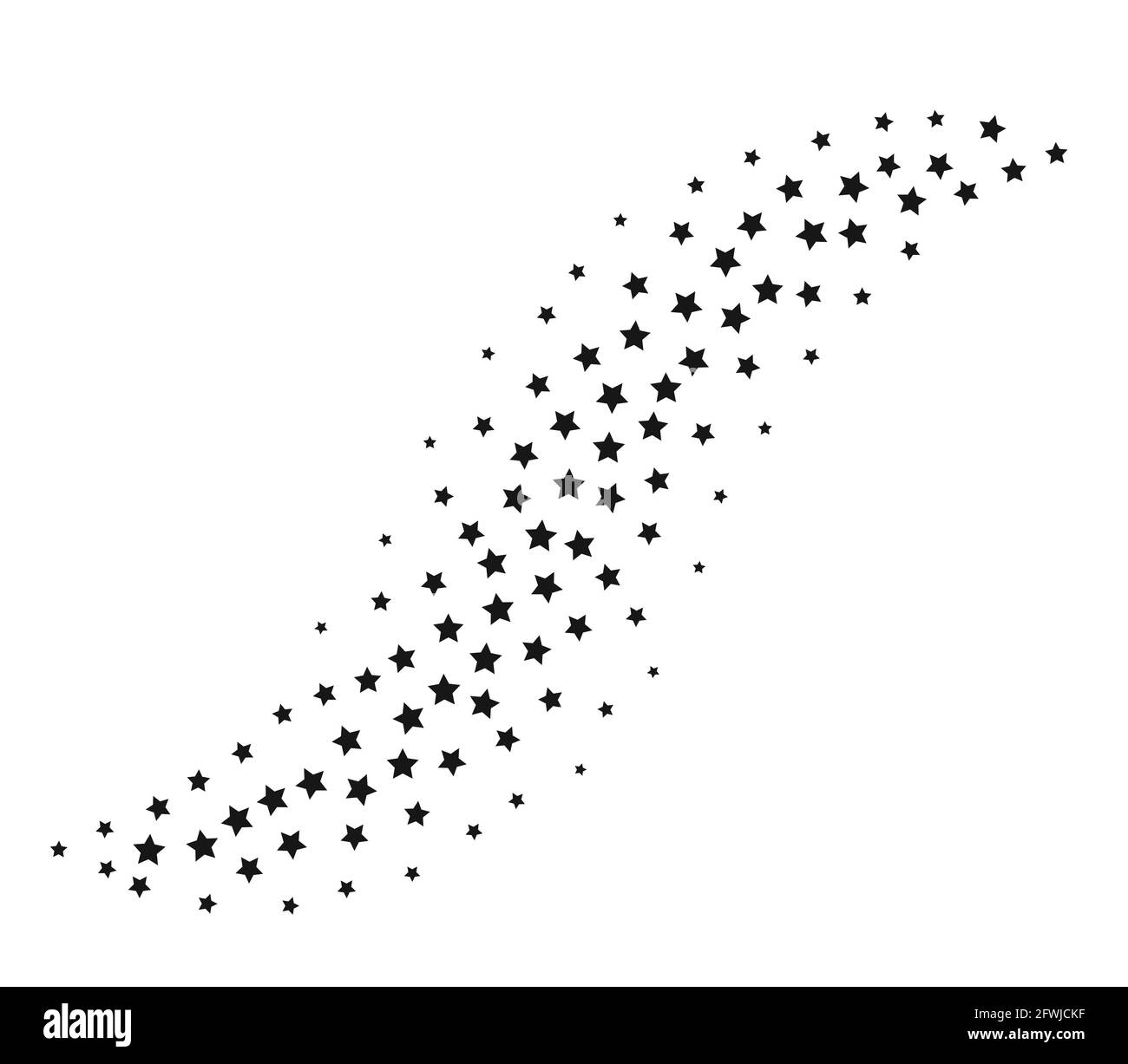 Start line. Simple magic stardust. Falling stars silhouette Isolated on white background. Stock Vector
