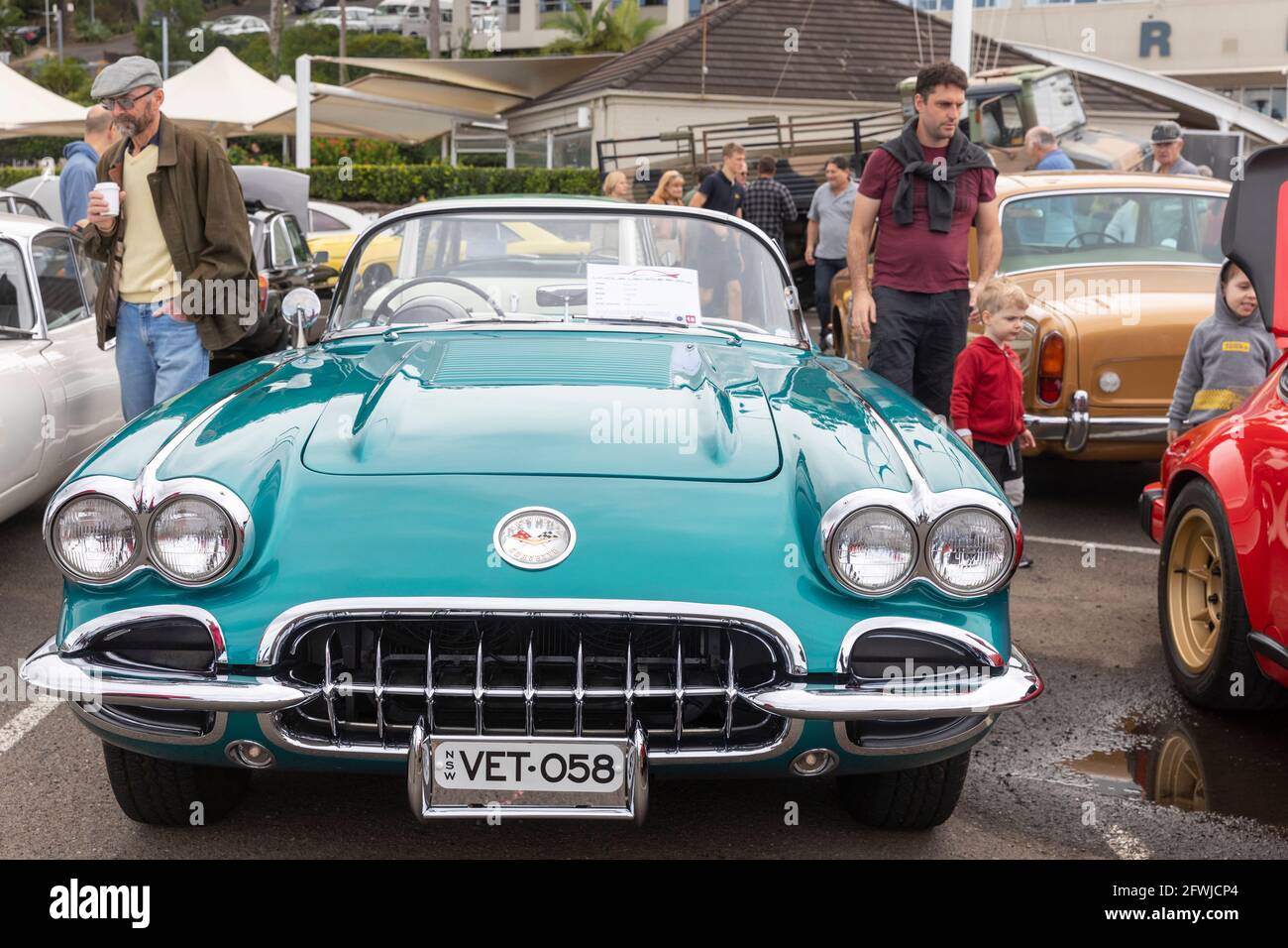 1958 Chevrolet Corvette convertible at a Sydney classic car show in Pittwater,Sydney,Australia Stock Photo