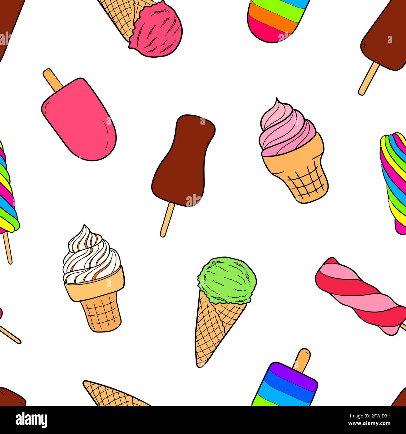 Ice cream seamless pattern. Design sketch element for menu cafe, bistro ...