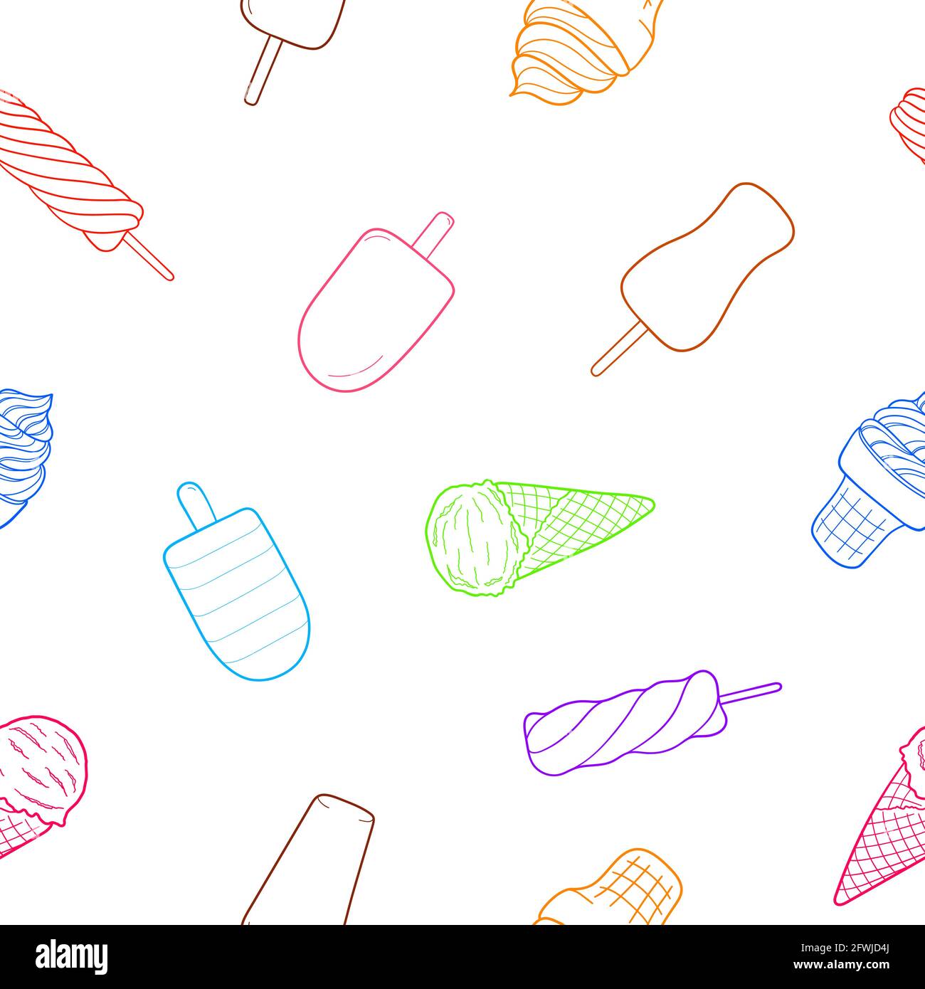 Ice cream seamless pattern. Design sketch element for menu cafe, bistro ...
