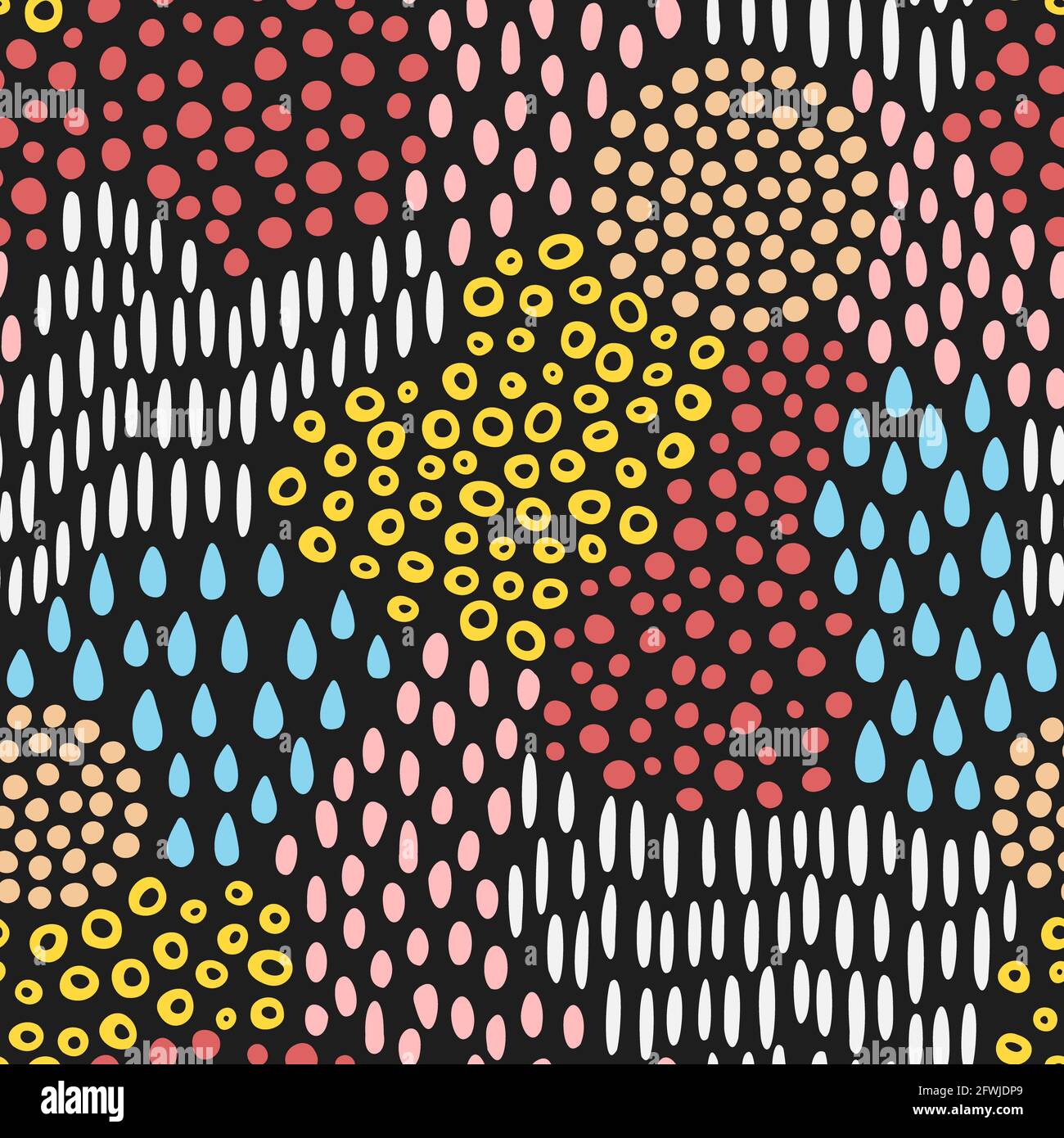 Vector seamless pattern with hand drawn abstract elements, dots, drops ...