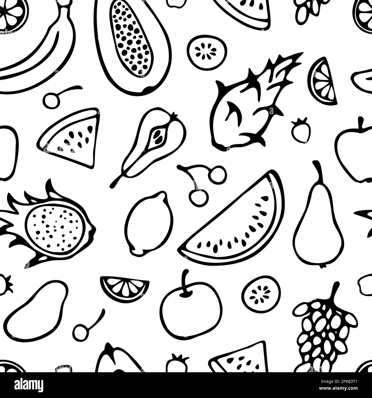Banana kiwi orange apple Black and White Stock Photos & Images - Alamy