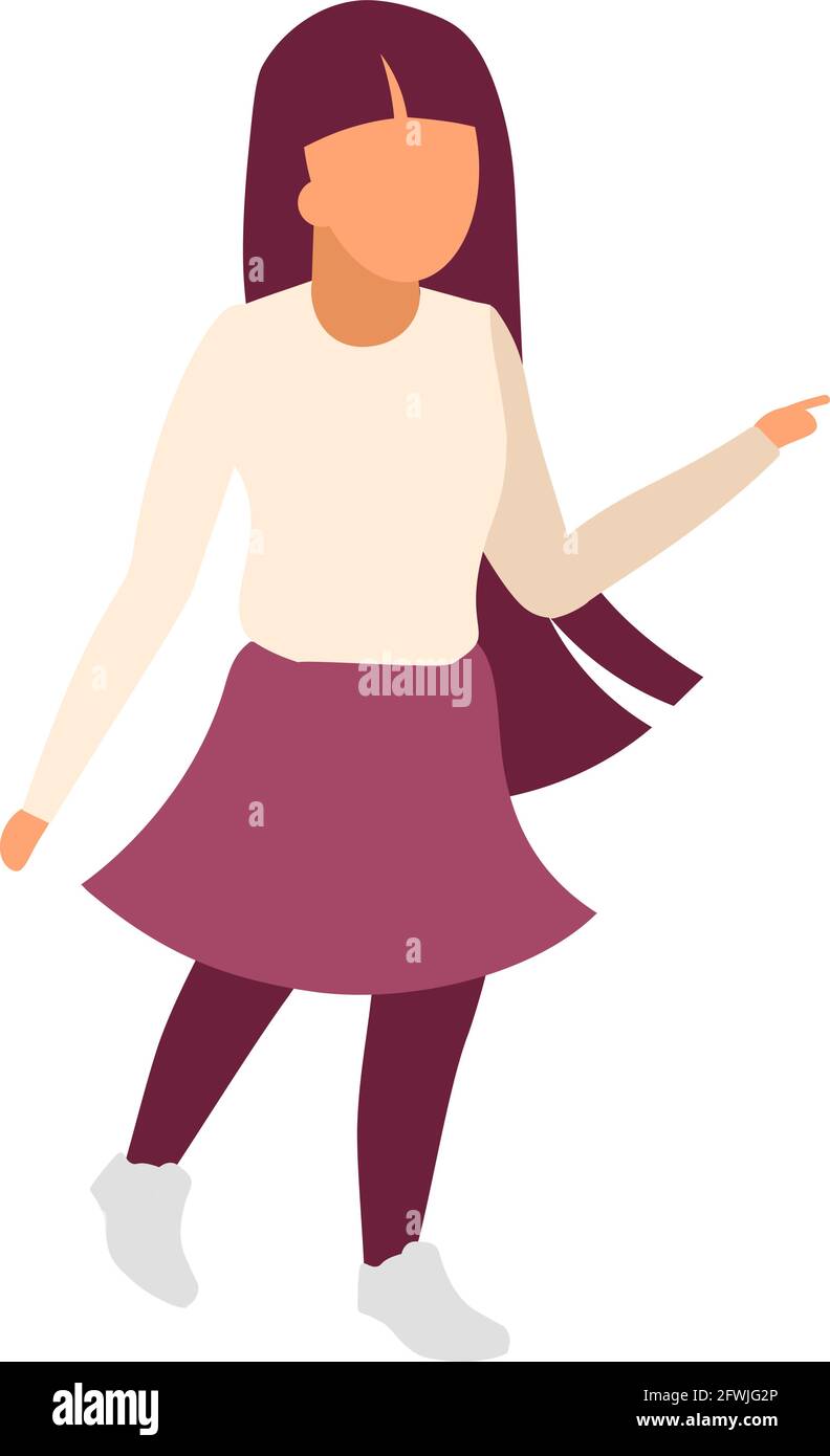 Little girl walking street flat color vector faceless character Stock Vector