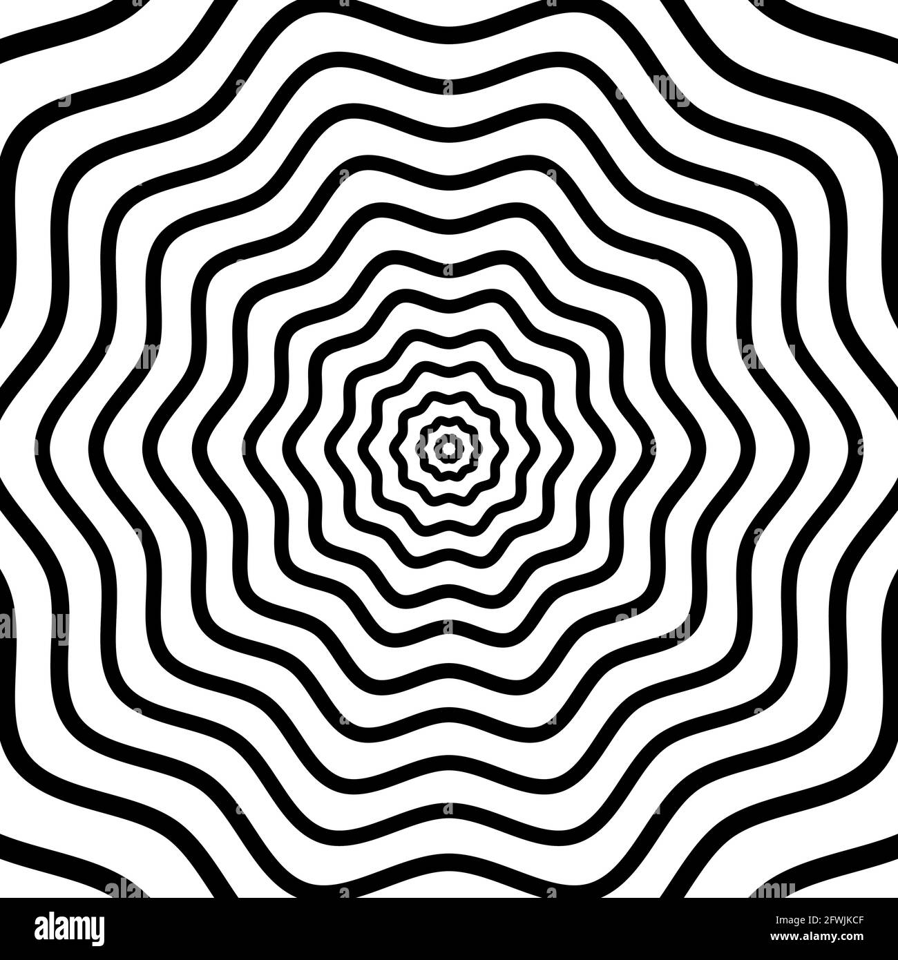 Black and White Abstract Psychedelic Art Background. Vector ...