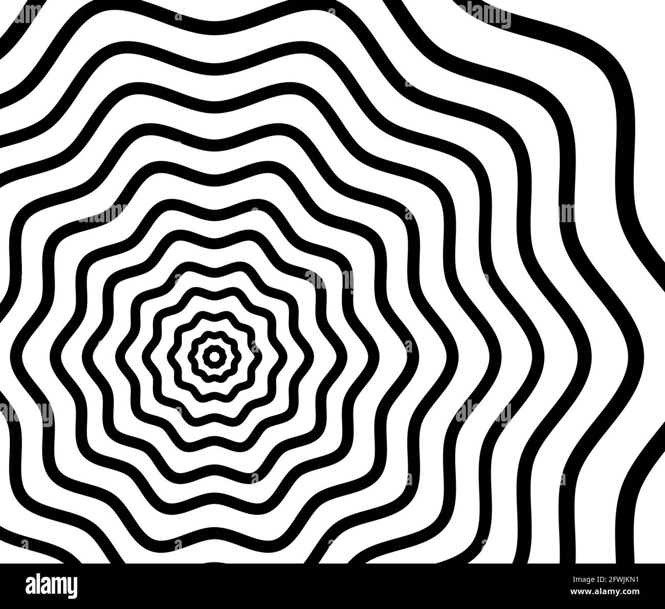 Black and White Abstract Psychedelic Art Background. Vector ...