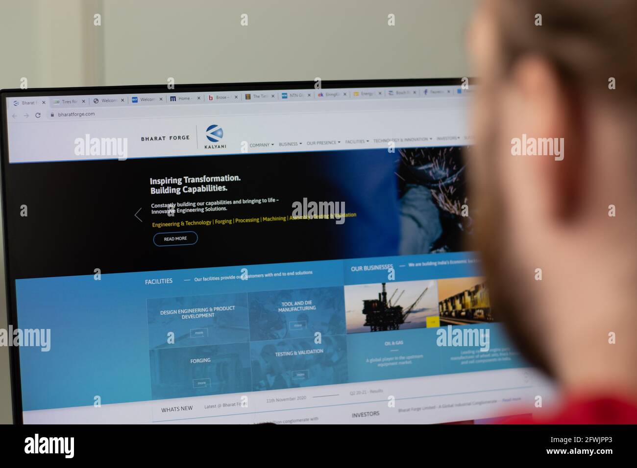 New York, USA - 1 May 2021: Bharat Forge company website with logo on screen, Illustrative Editorial Stock Photo