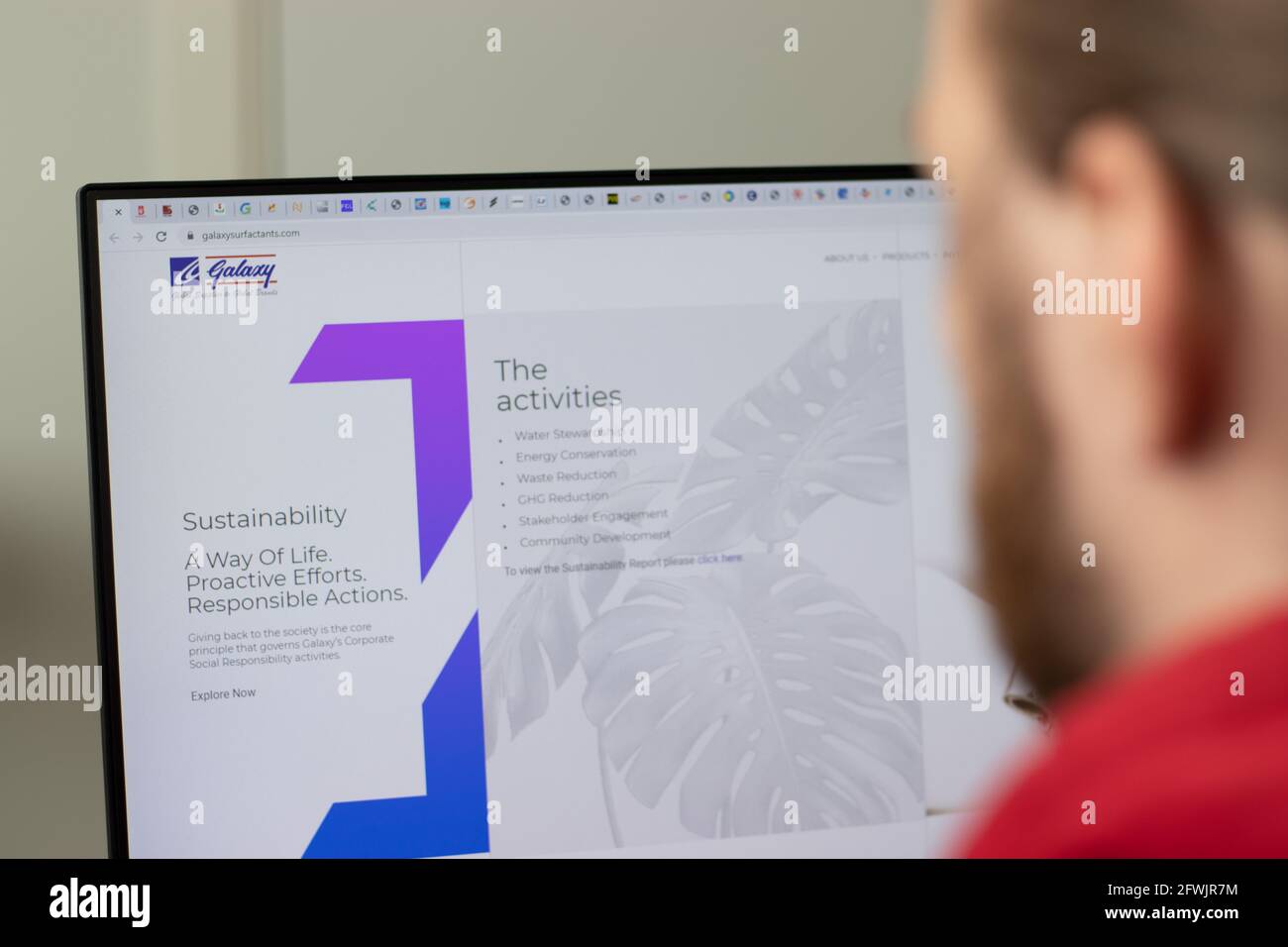 New York, USA - 1 May 2021: Galaxy Surfactants company website with logo on screen, Illustrative Editorial Stock Photo