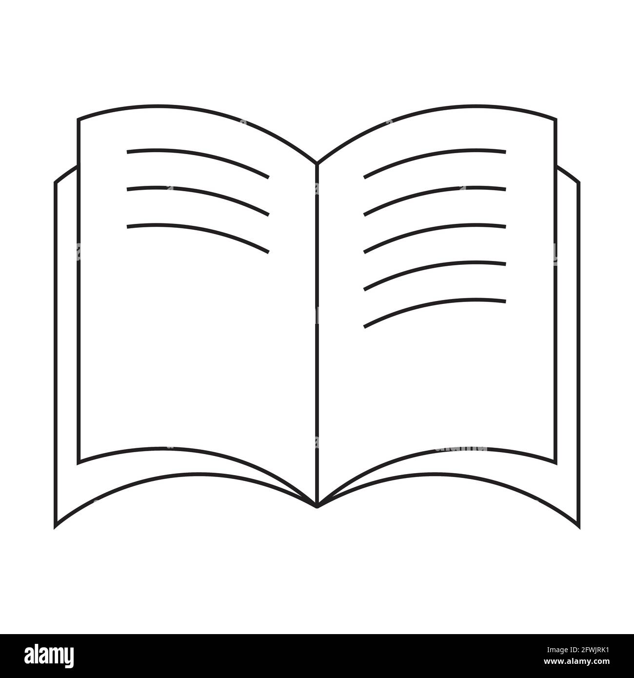 Black and white open book icon with text. Vector Illustration Stock Vector