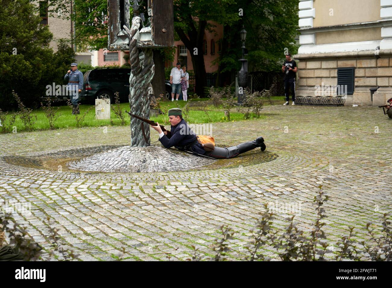 Gliwice, Poland - 15 may 2021 - Reconstruction of fights during the Silesian Uprising Stock Photo