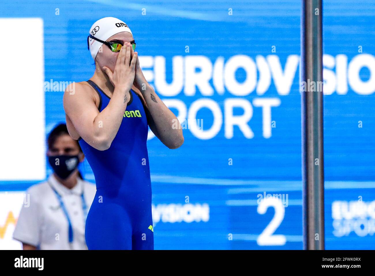 Budapest, Hungary. 23rd May, 2021. BUDAPEST, HUNGARY - MAY 23: Ajna Kesely of Hungary competing at the Women 400m Freestyle Preliminary during the LEN European Aquatics Championships Swimming at Duna Arena on May 23, 2021 in Budapest, Hungary (Photo by Marcel ter Bals/Orange Pictures) Credit: Orange Pics BV/Alamy Live News Credit: Orange Pics BV/Alamy Live News Stock Photo