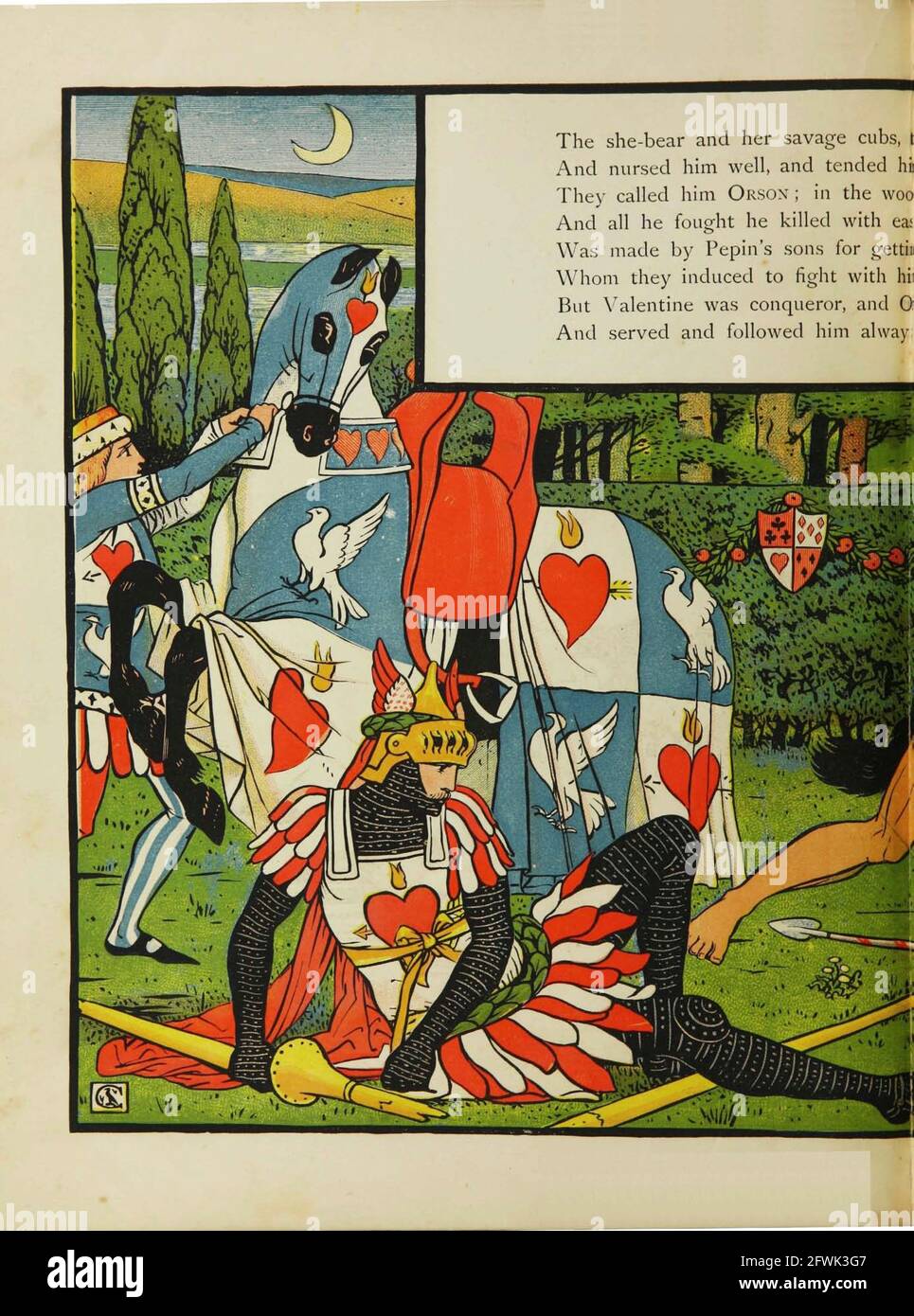 Valentine and Orson From the Book The Marquis of Carabas' picture book :  containing Puss in Boots, Old Mother Hubbard, Valentine and Orson, the  absurd ABC. Illustrated by Walter Crane, Edmund Evans,