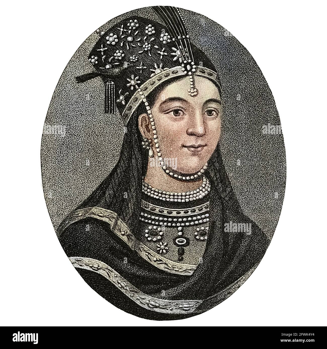 Machine colorised portrait of a Chinese Princess of the Manchoo Tartar Race Copperplate engraving From the Encyclopaedia Londinensis or, Universal dictionary of arts, sciences, and literature; Volume IV;  Edited by Wilkes, John. Published in London in 1810 Stock Photo