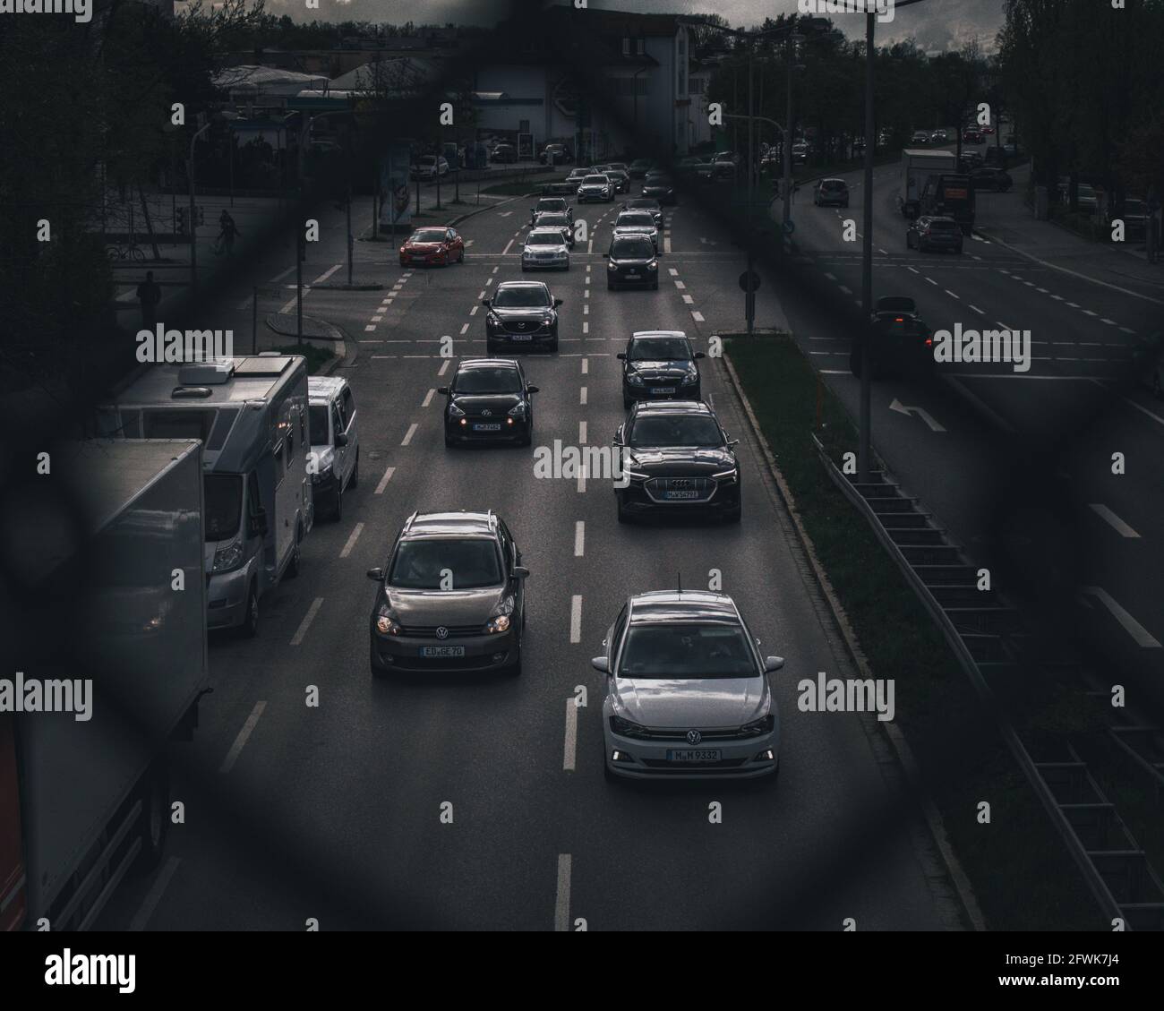 Moody cars on highway Stock Photo Alamy