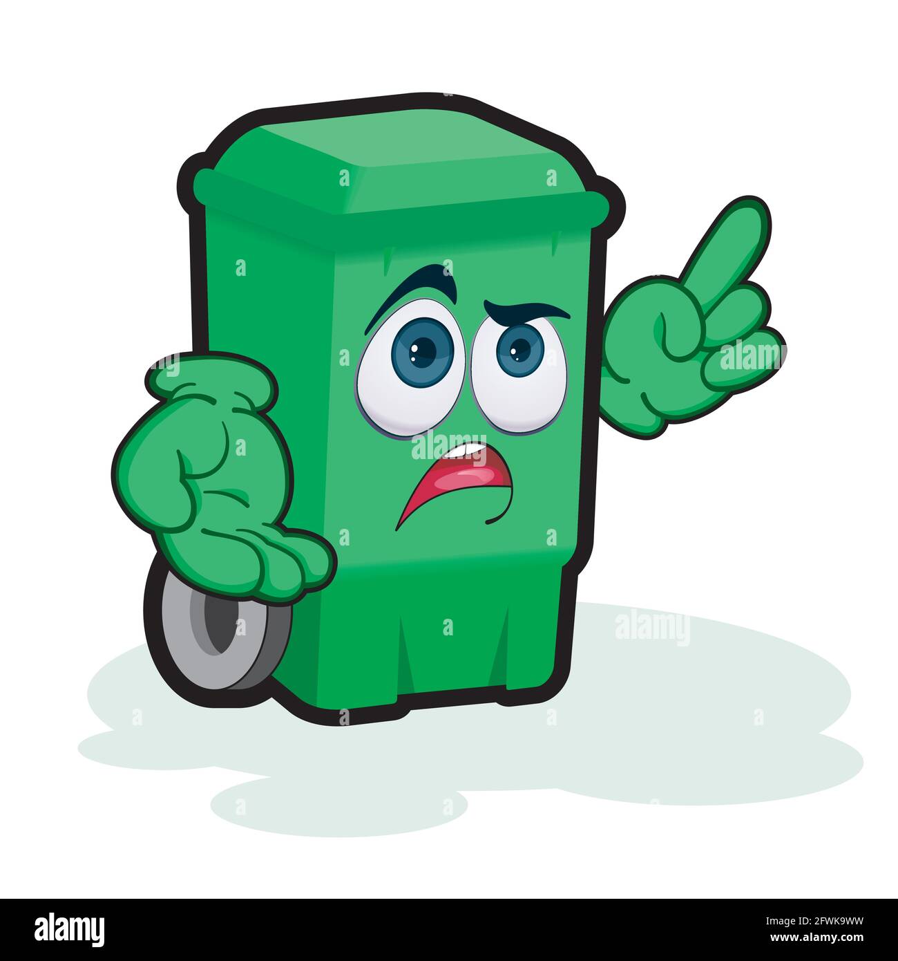 Trash Can Cartoon Character. Mascot Illustration Trash Can. Reuse
